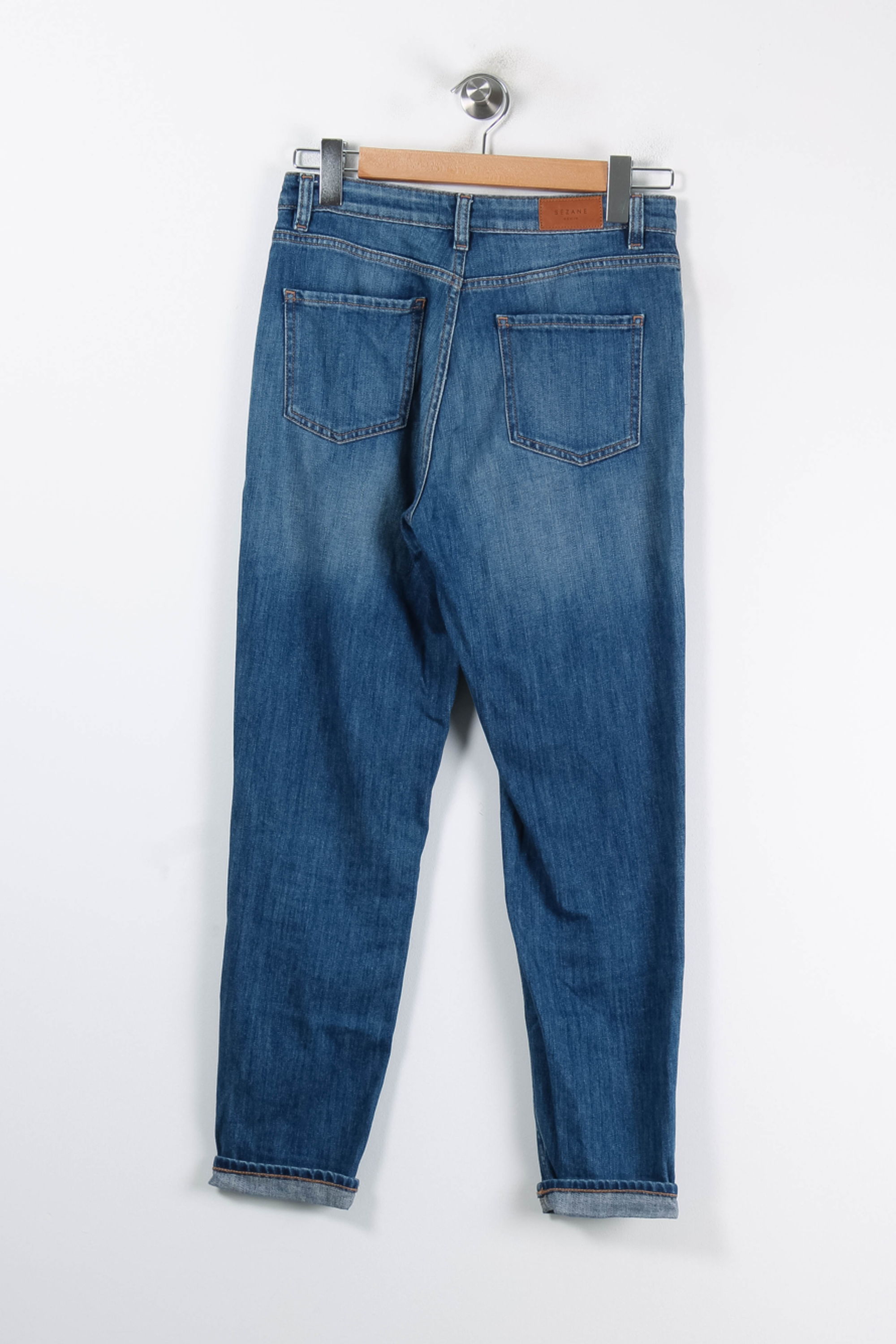 Cropped slim jeans with studs SEZANE - Seconde main Blue