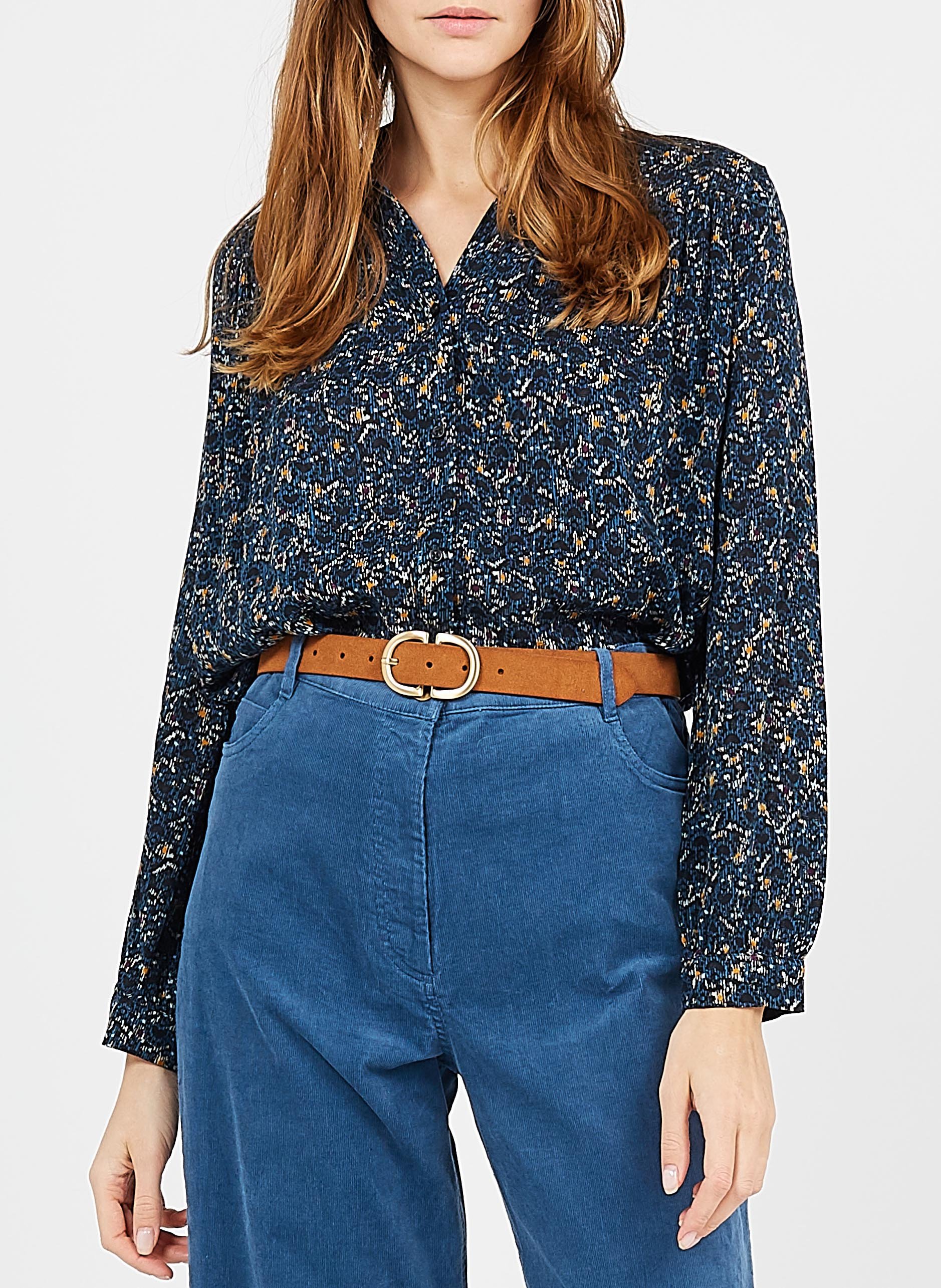 Ceinture à boucle en cuir PIECES Marron