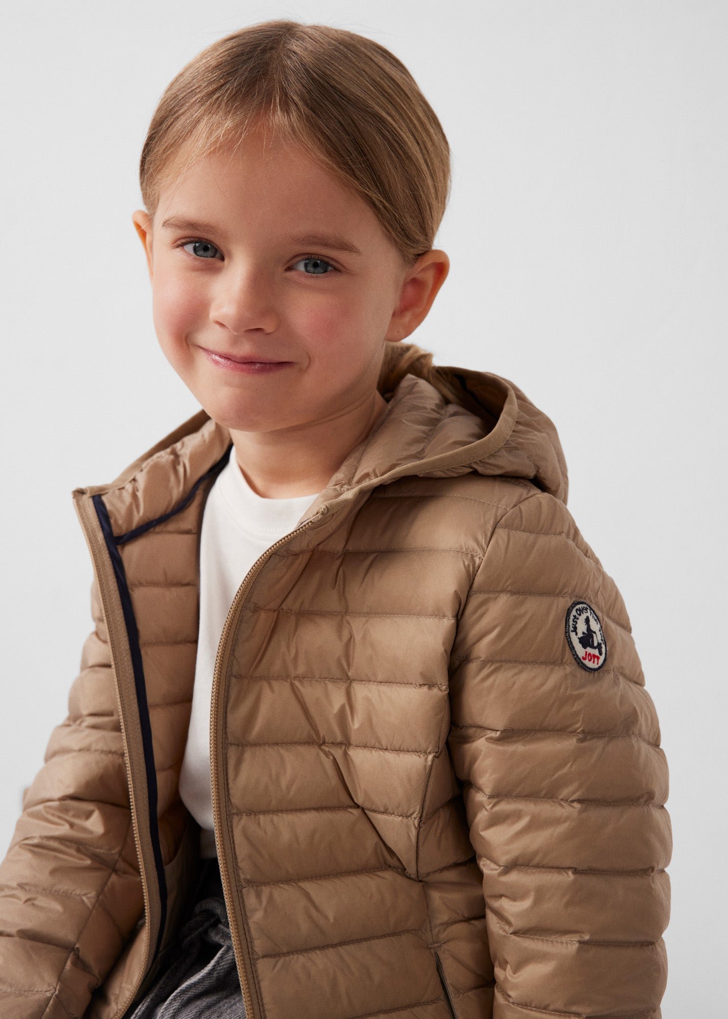 Carla lightweight hooded children's down jacket JOTT Beige