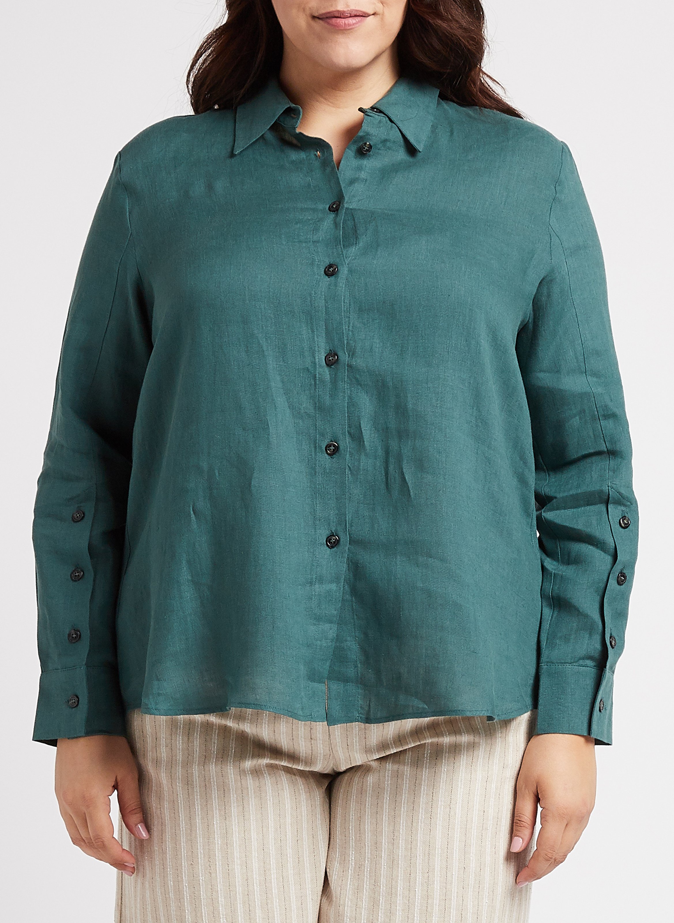 Leinenbluse mit klassischem Kragen PERSONA by Marina Rinaldi