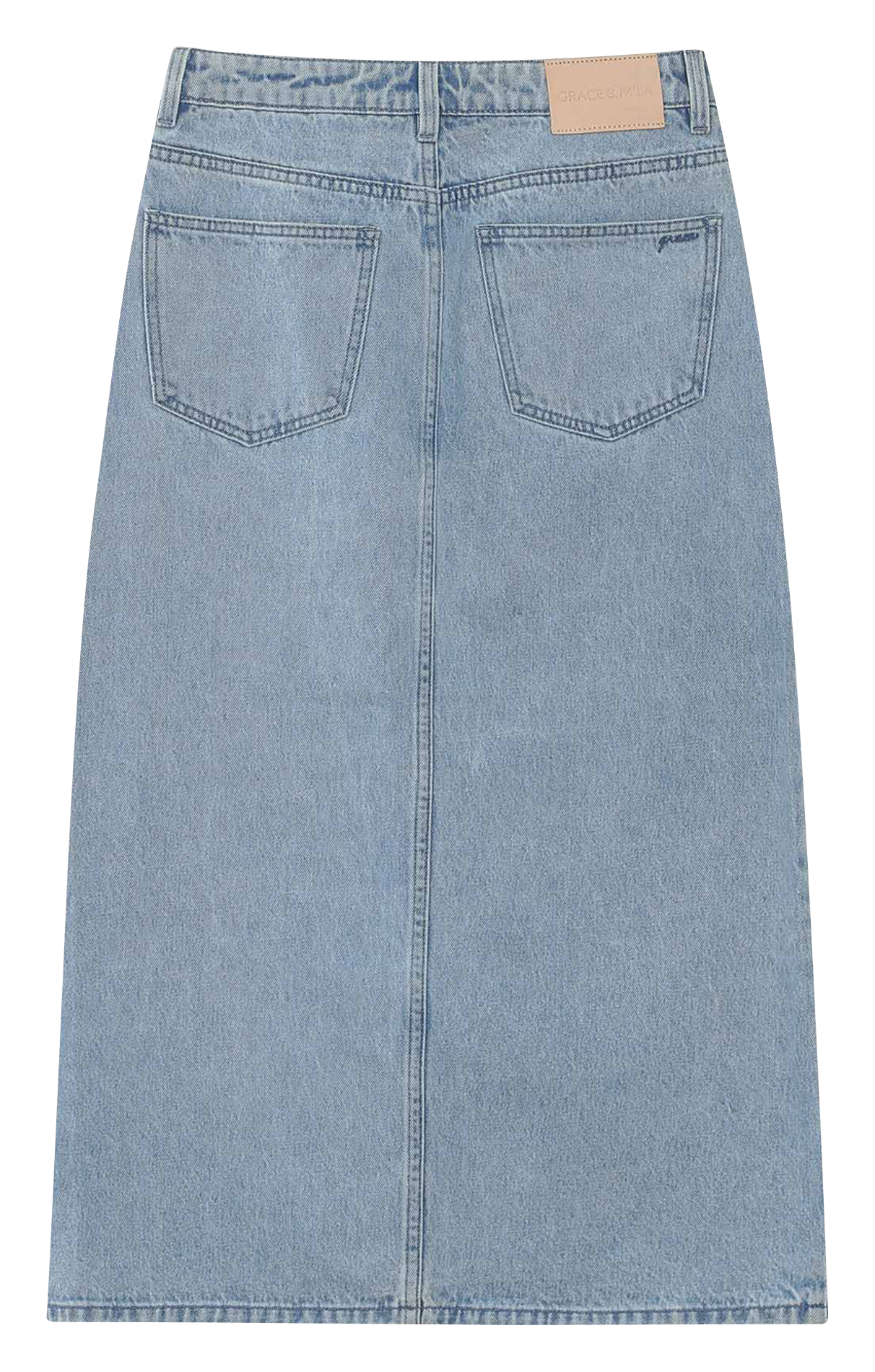 <p>Midi denim skirt with a slit</p> GRACE ET MILA Blue