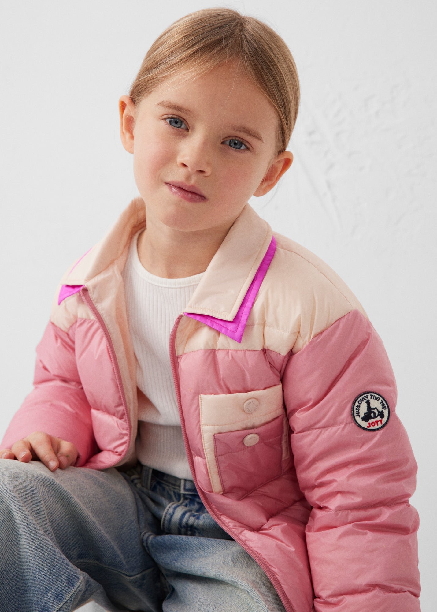 Kids' two-tone contrast padded jacket JOTT Pink