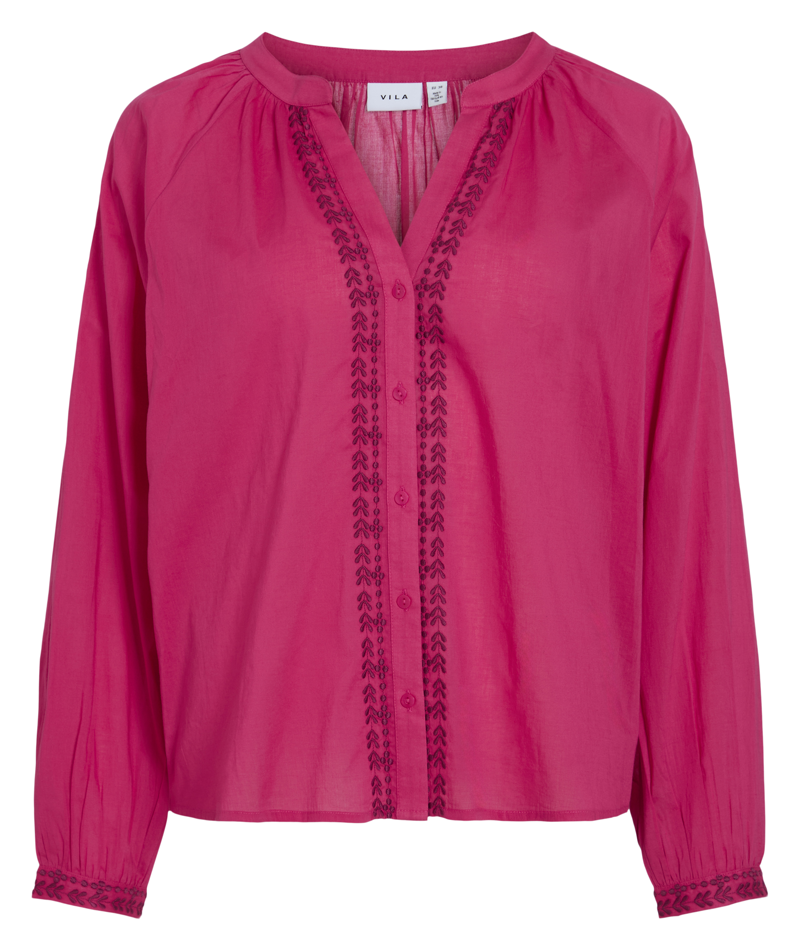 Chemisier col tunisien à détails brodés VILA Rose