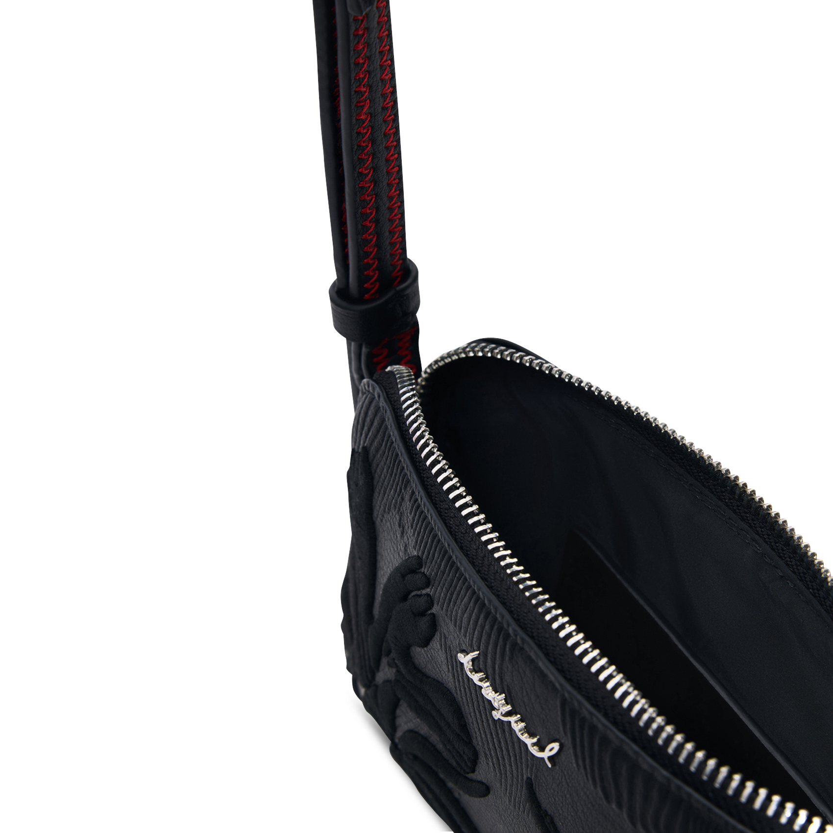 Schoudertas met ritssluiting en gegraveerde bloemen DESIGUAL Zwart