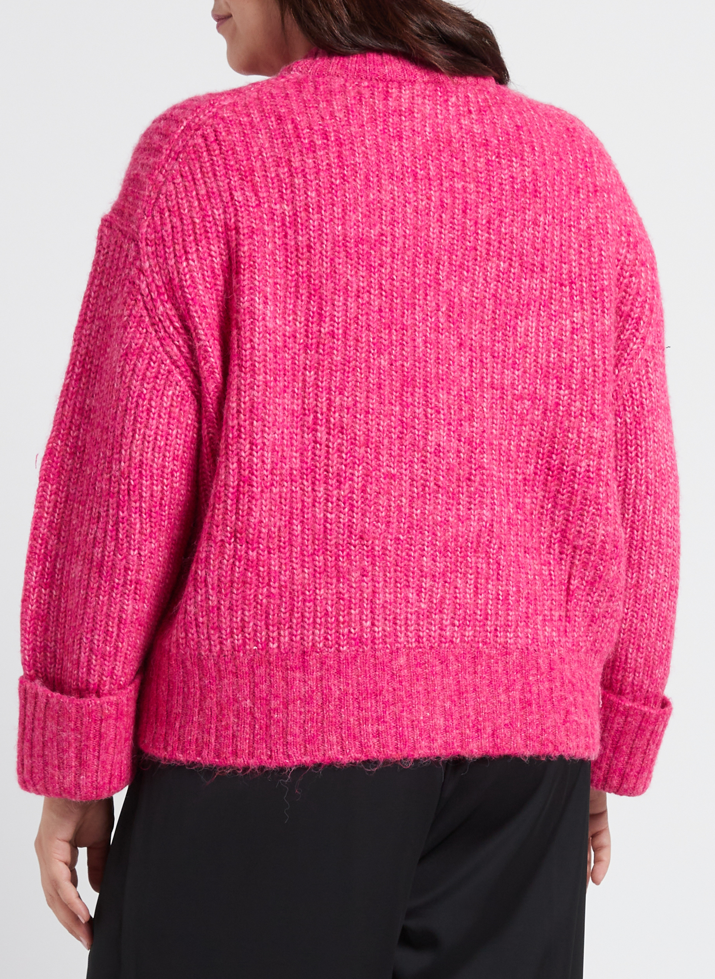 Pull ample col rond en maille mélangée GINA TRICOT Rose