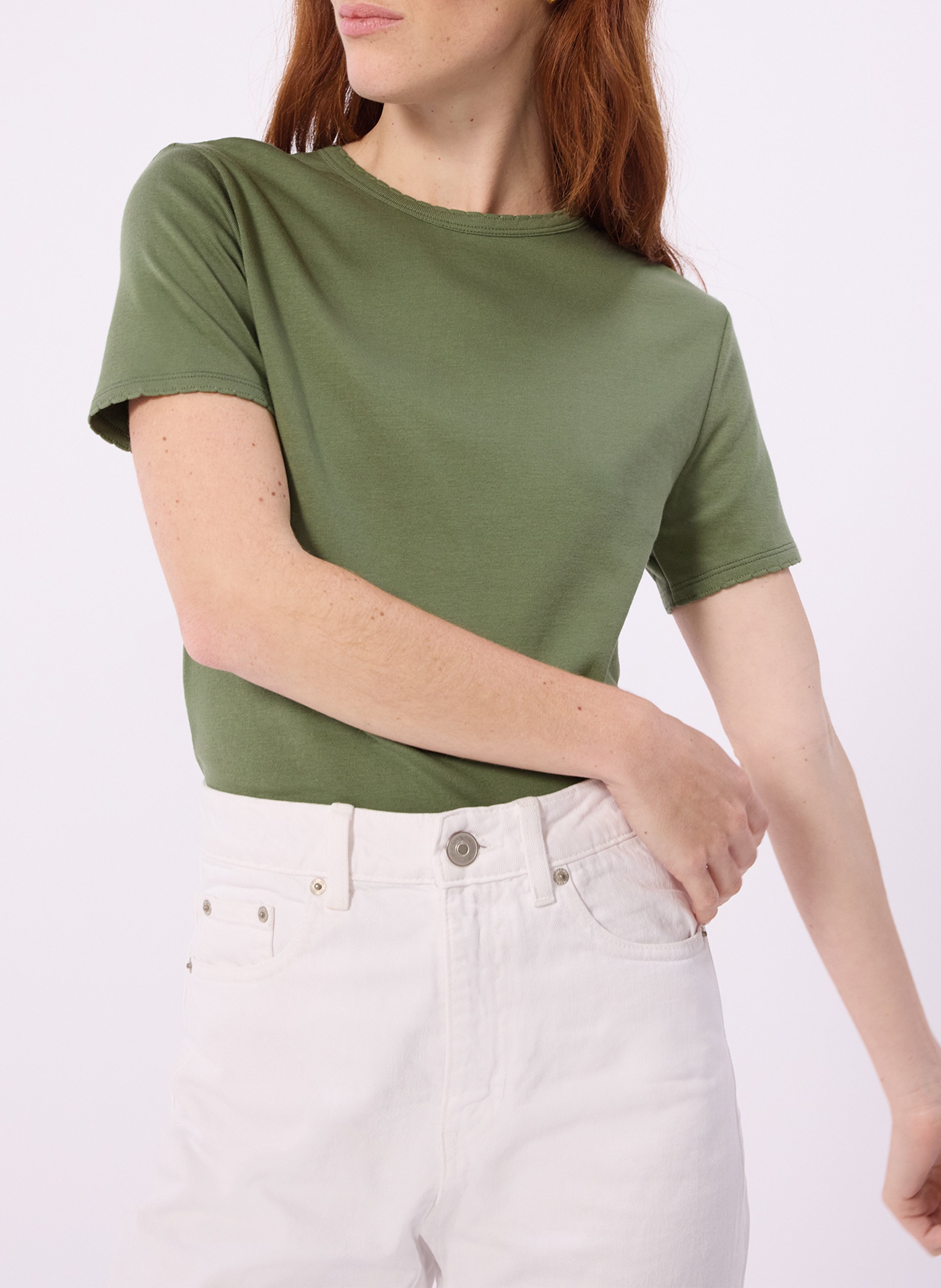 T-Shirt mit geradem Schnitt und kurzen einfarbigen Ärmeln PETIT BATEAU Khaki