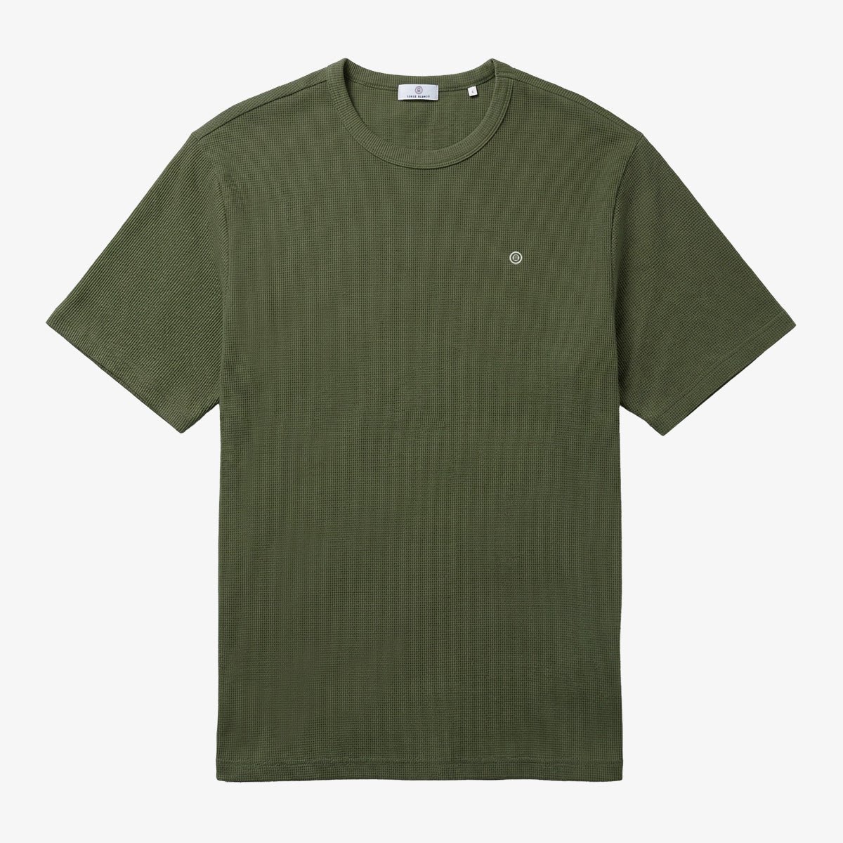 Round neck t-shirt in waffled cotton SERGE BLANCO Green
