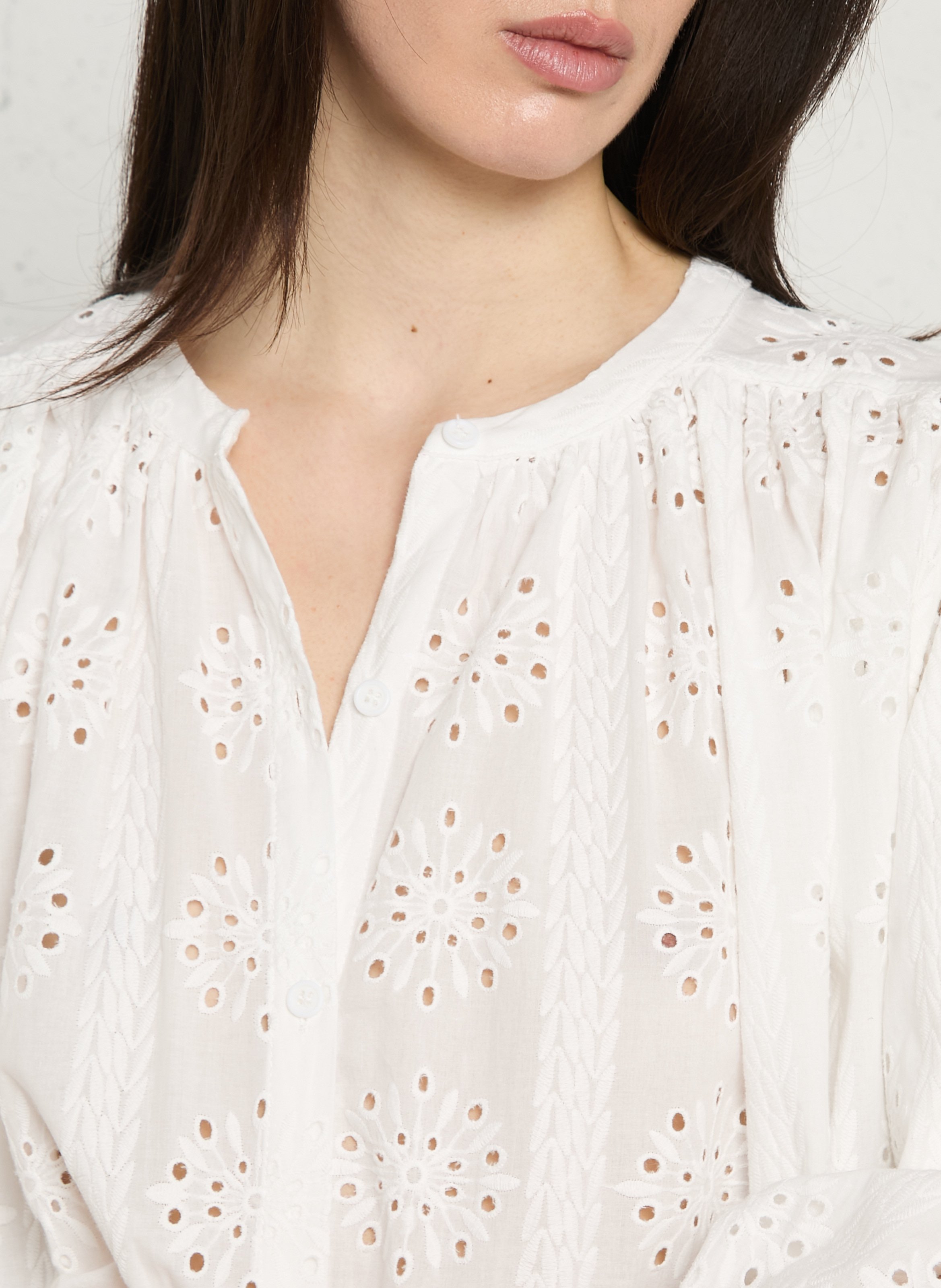 Loose-fit cotton shirt with mandarin collar SEE U SOON White