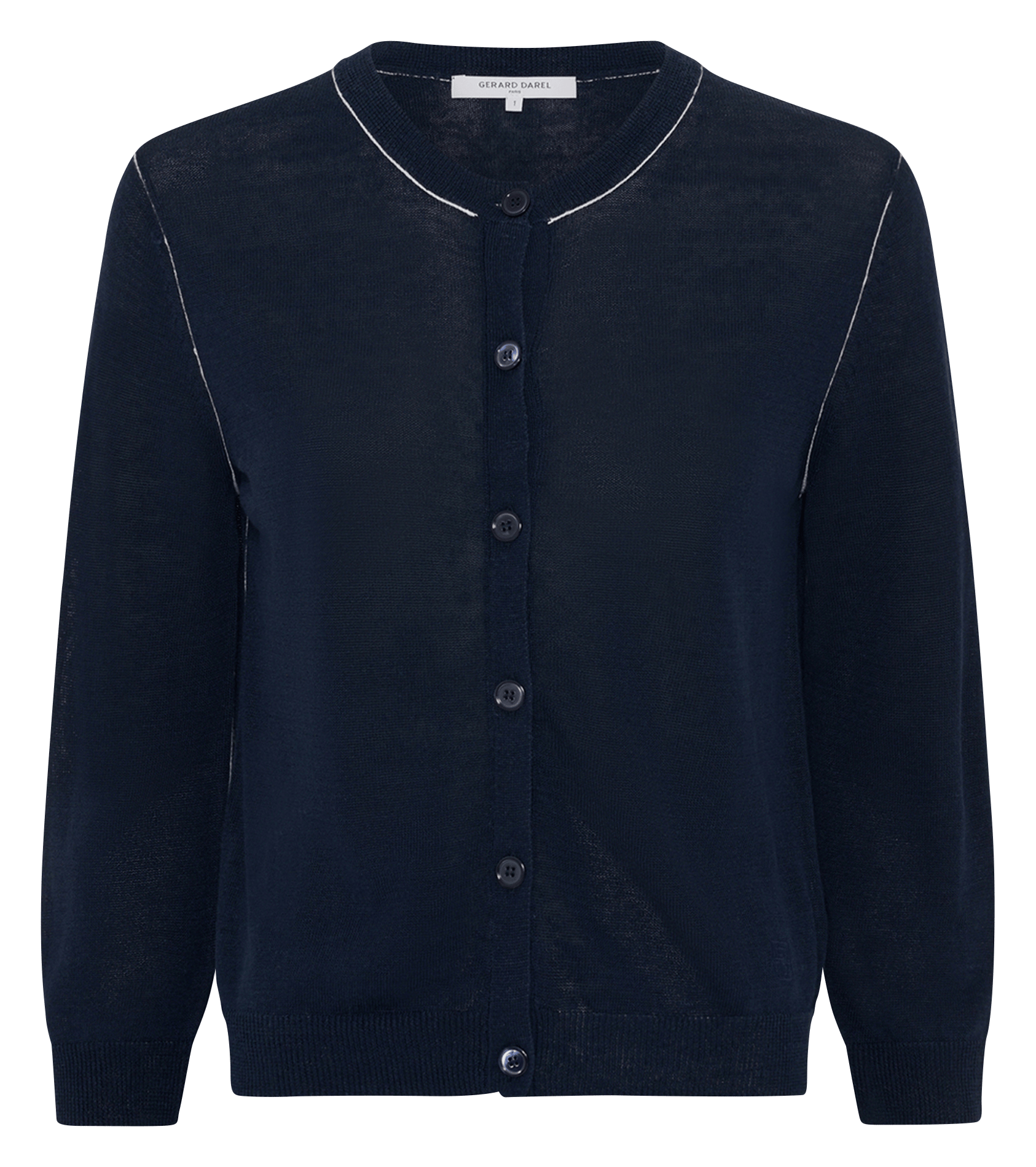 Round neck sleeveless linen blend cardigan GERARD DAREL Blue