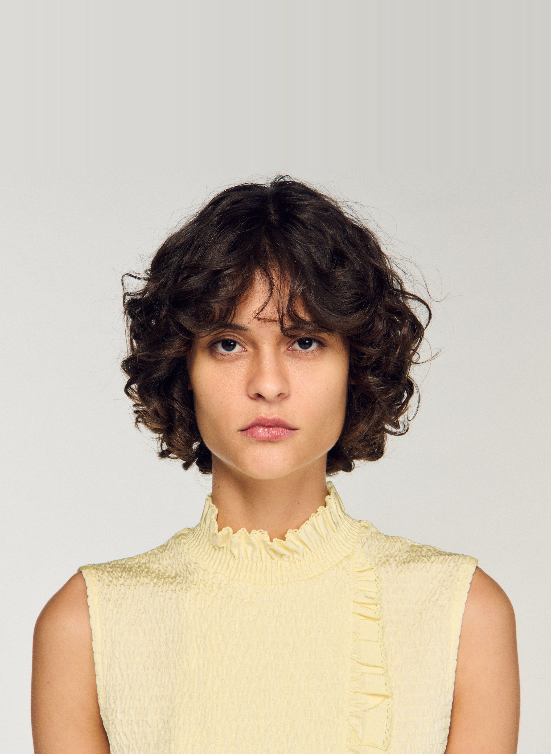 Fitted high neck top SANDRO Yellow