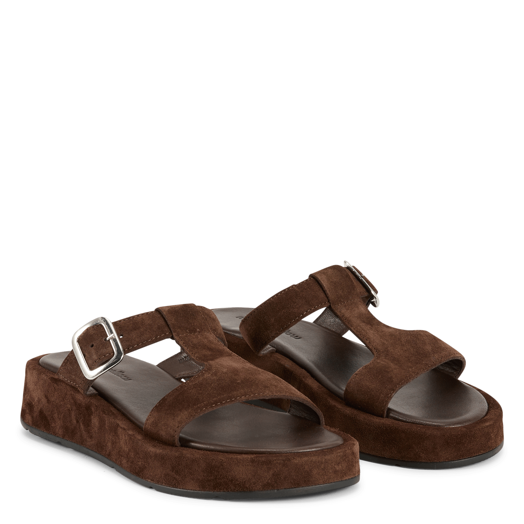 Leder-Mules mit Keilabsatz MELLOW YELLOW Braun