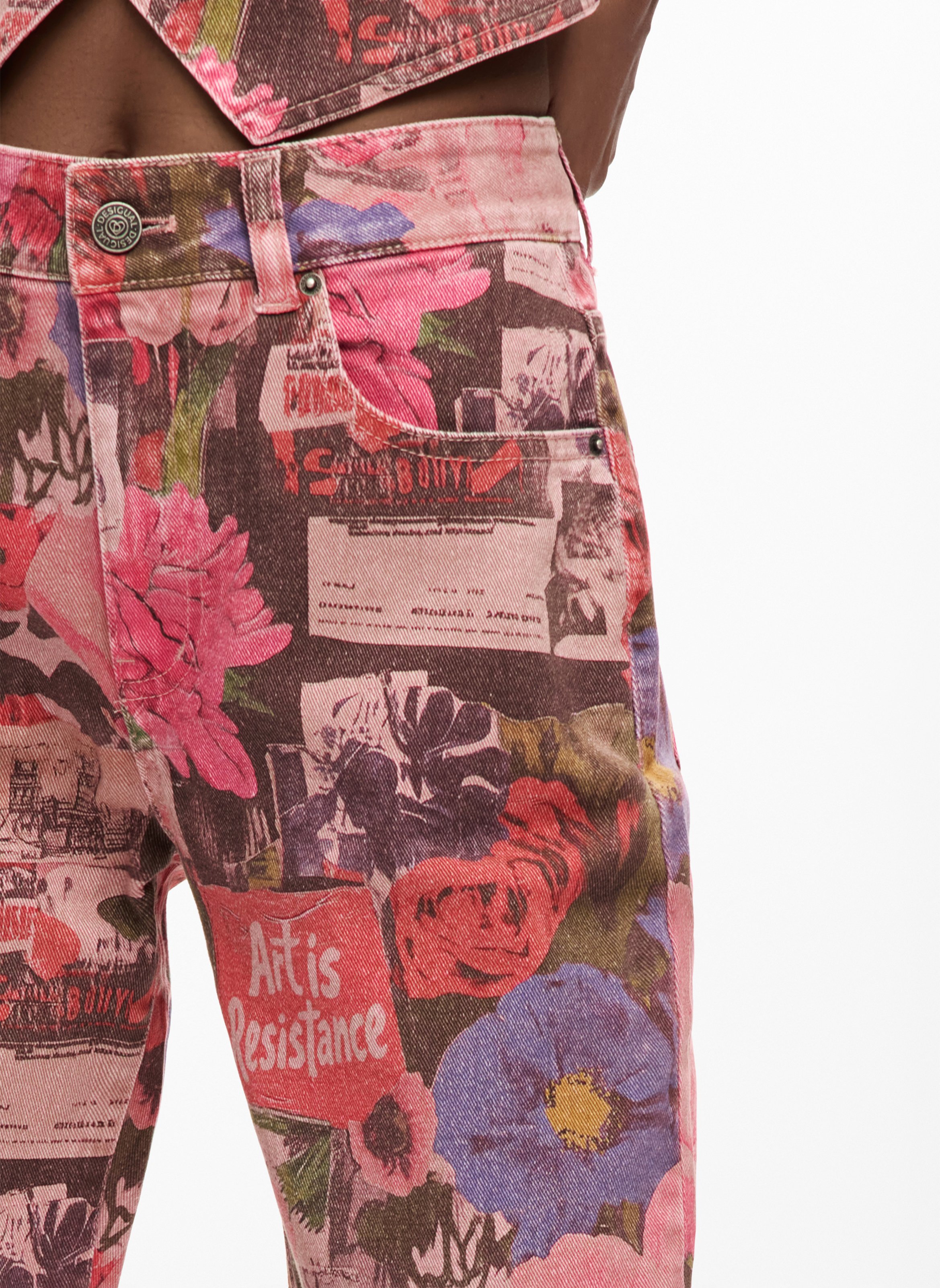 Straight Cut Jeans mit Print DESIGUAL Rot