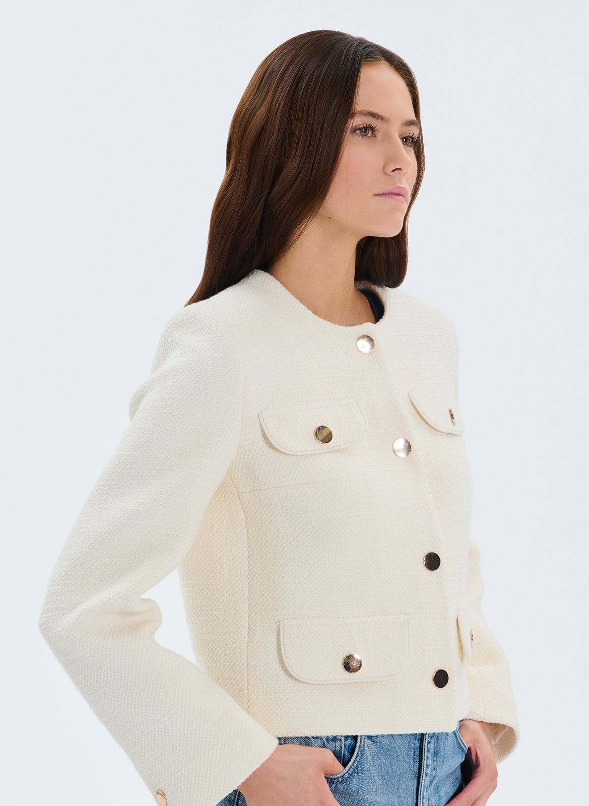 Chaqueta recta con cuello redondo ZAPA Blanco