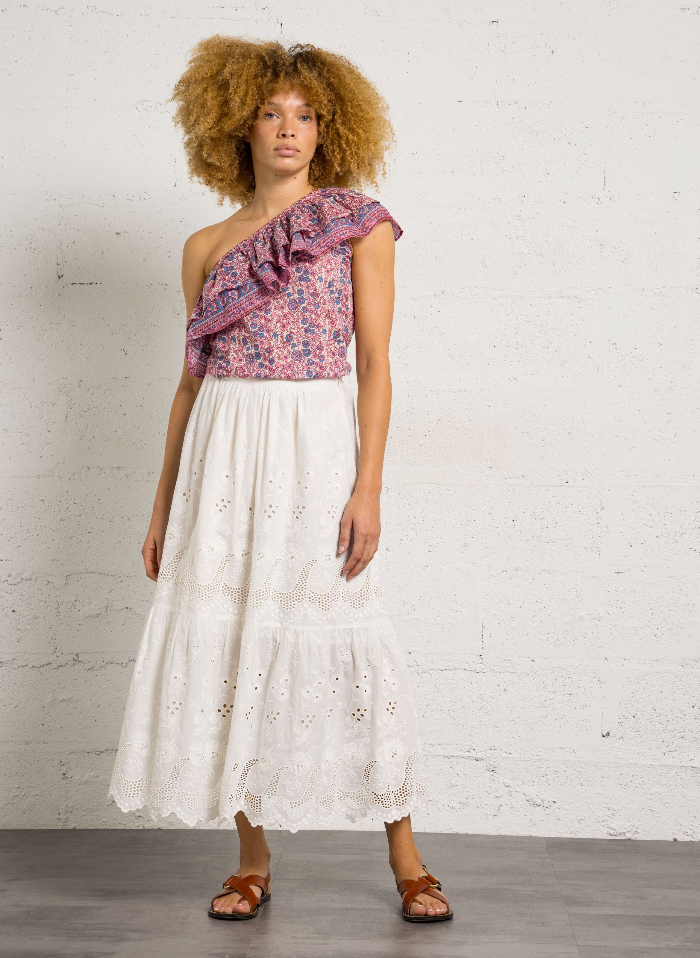 Asymmetrisches Top aus Baumwolle PETITE MENDIGOTE Beige