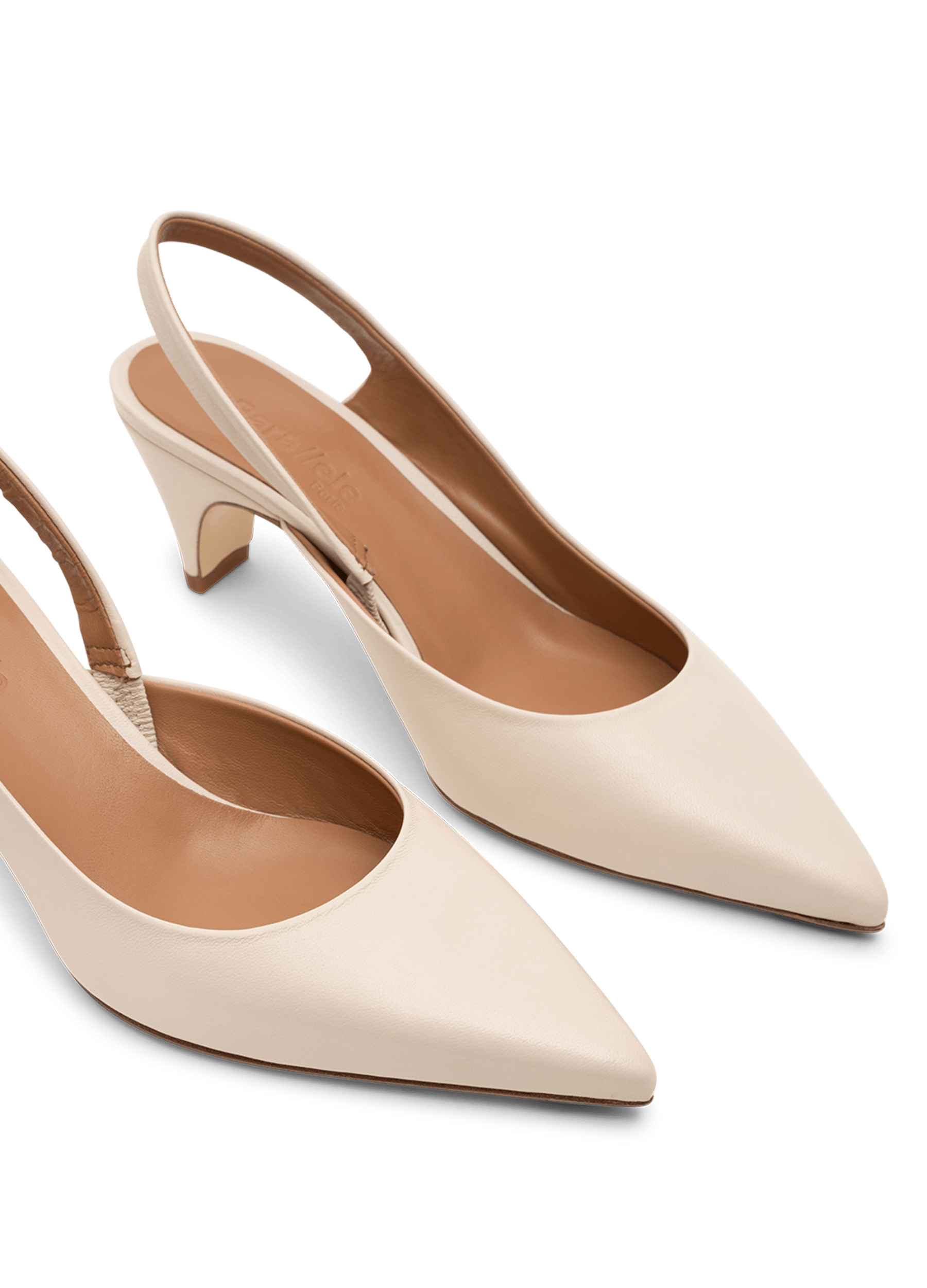 Slingback en cuir nappa latte PARALLELE PARIS Blanc