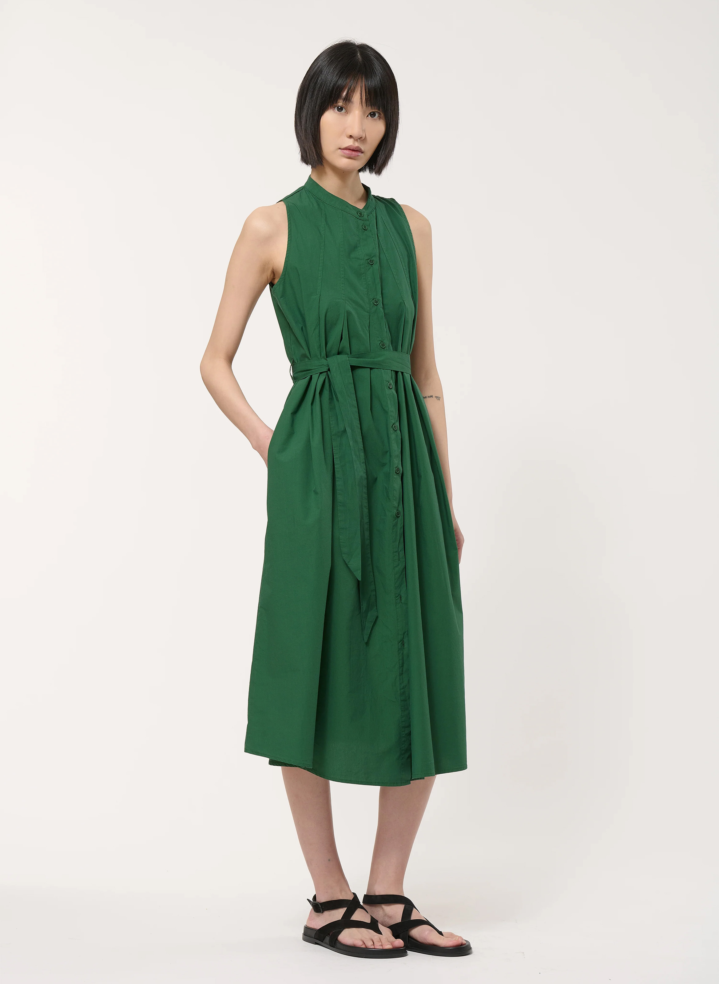 Long loose-fit cotton dress HUMILITY Green