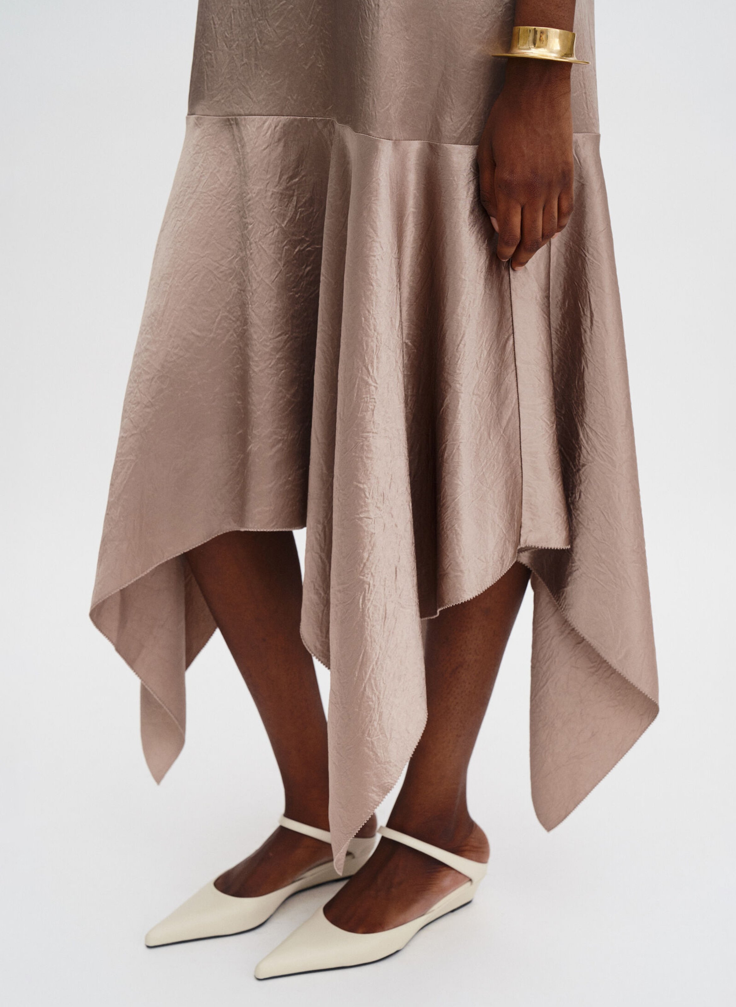 Vestido largo recto asimétrico FILIPPA K Marron