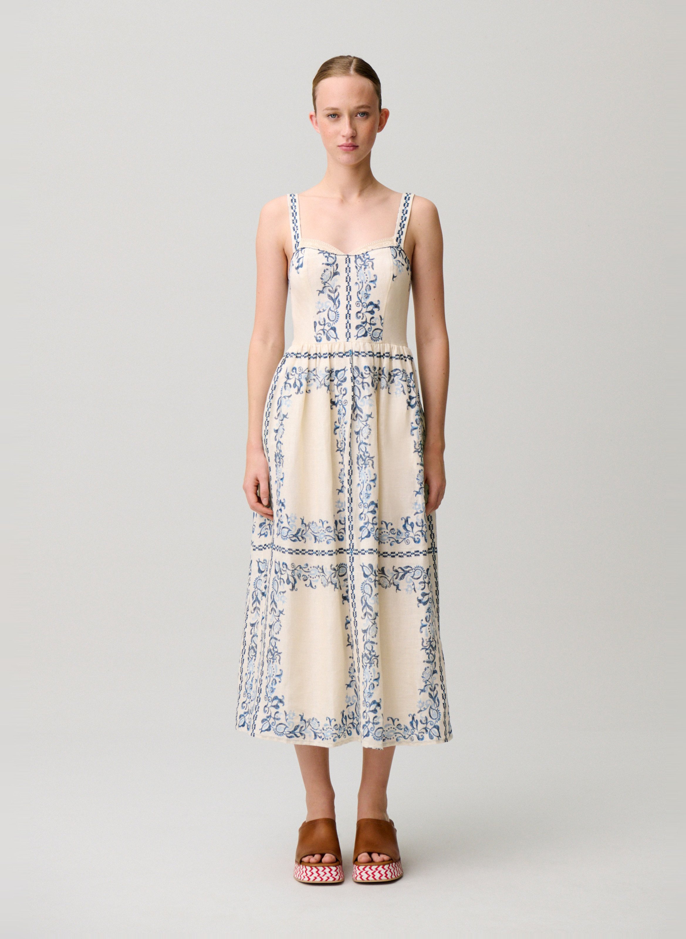 Linnen jurk met print CLAUDIE PIERLOT Veelkleurig