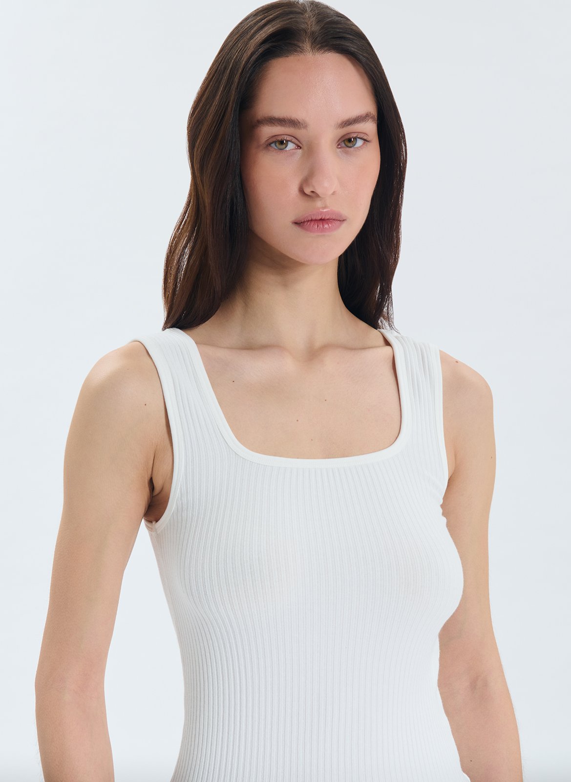 Straight-cut round-neck tank top ZAPA White