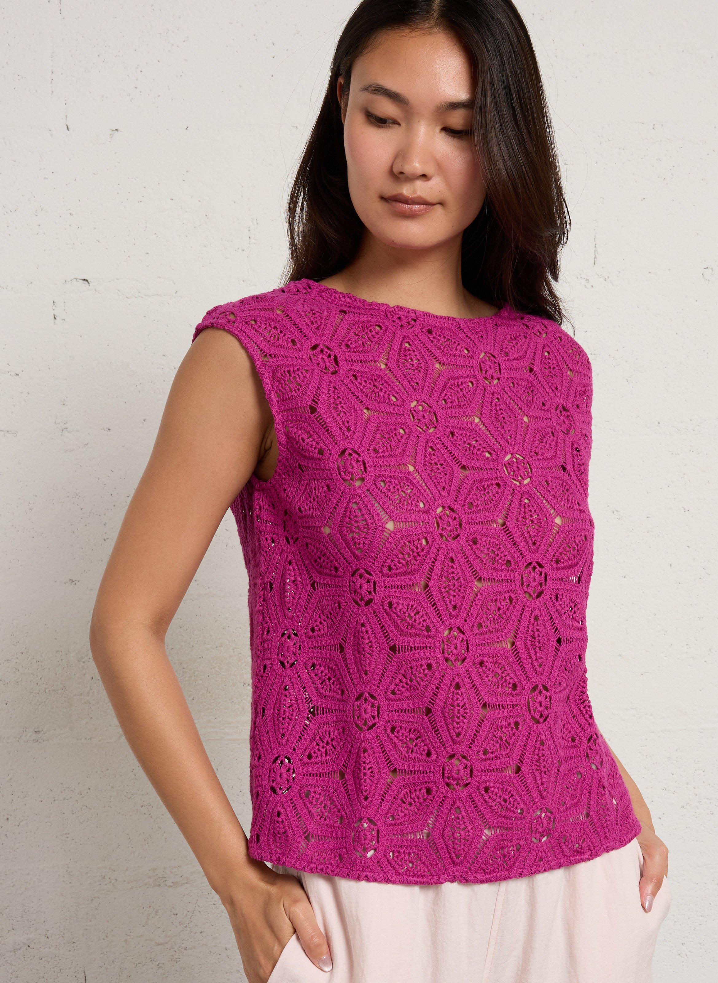 Top col rond en crochet SUD EXPRESS