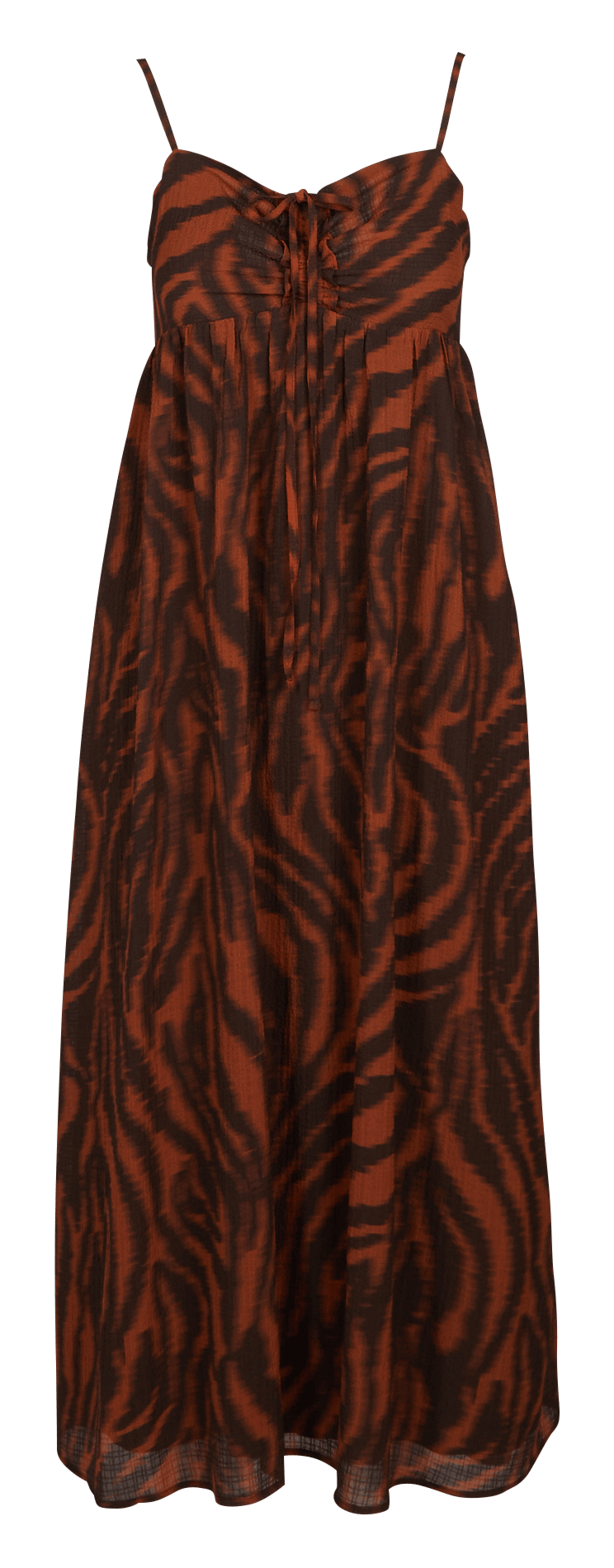 Robe longue col V imprimée SUD EXPRESS Marron