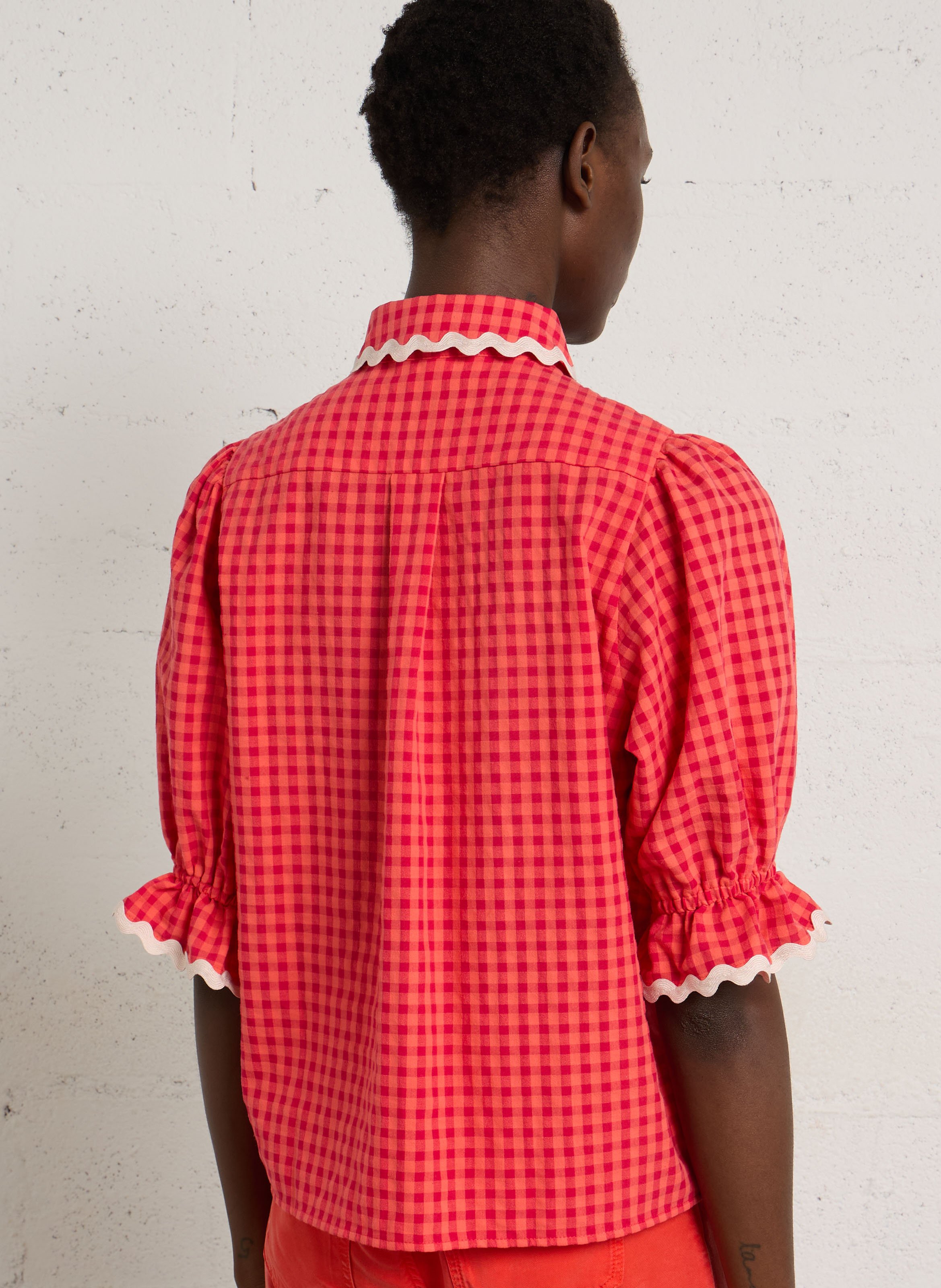 Cotton shirt with Peter Pan collar ELISE CHALMIN Red