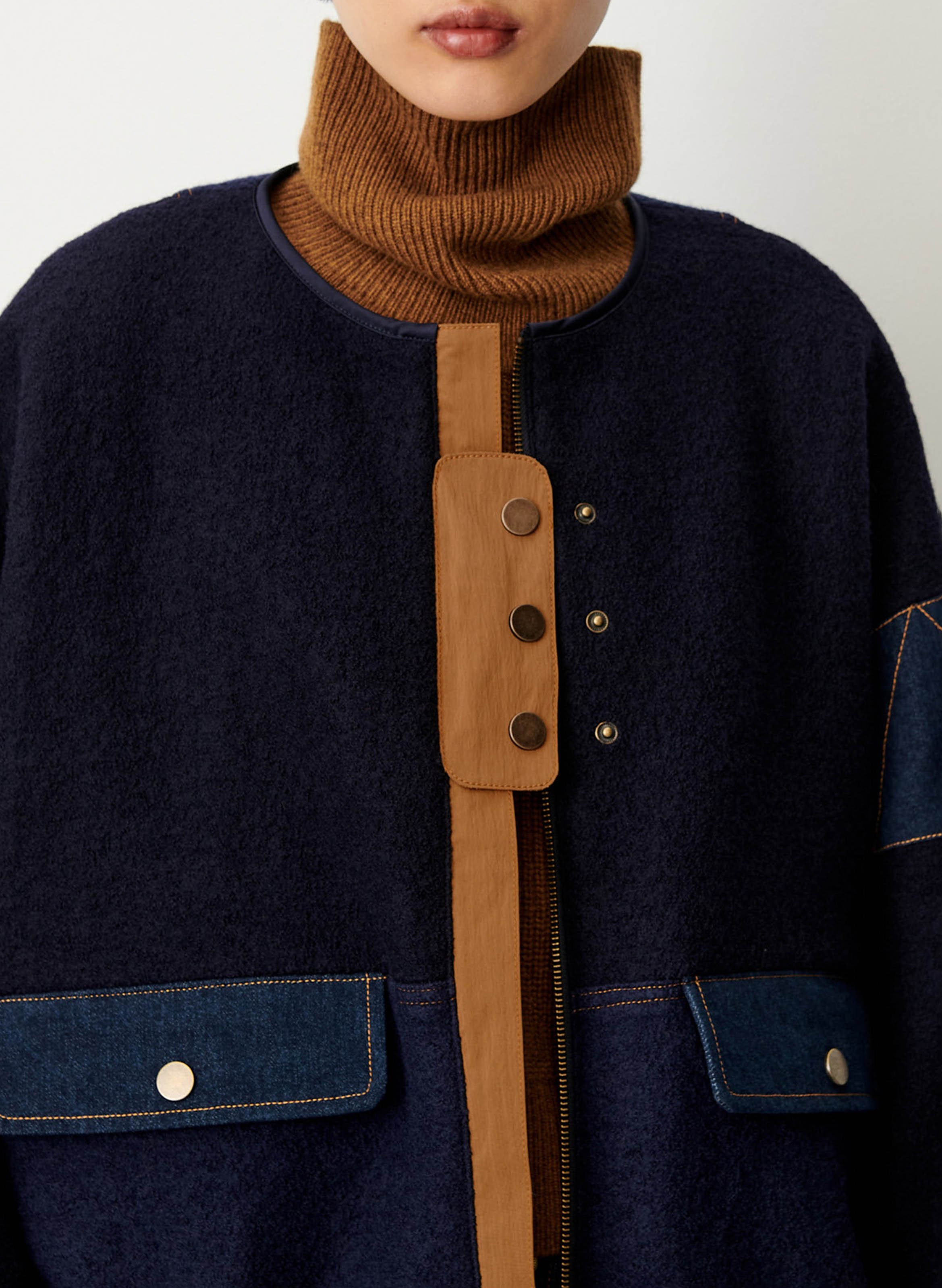 Round denim and wool jacket | Blue SESSUN Women