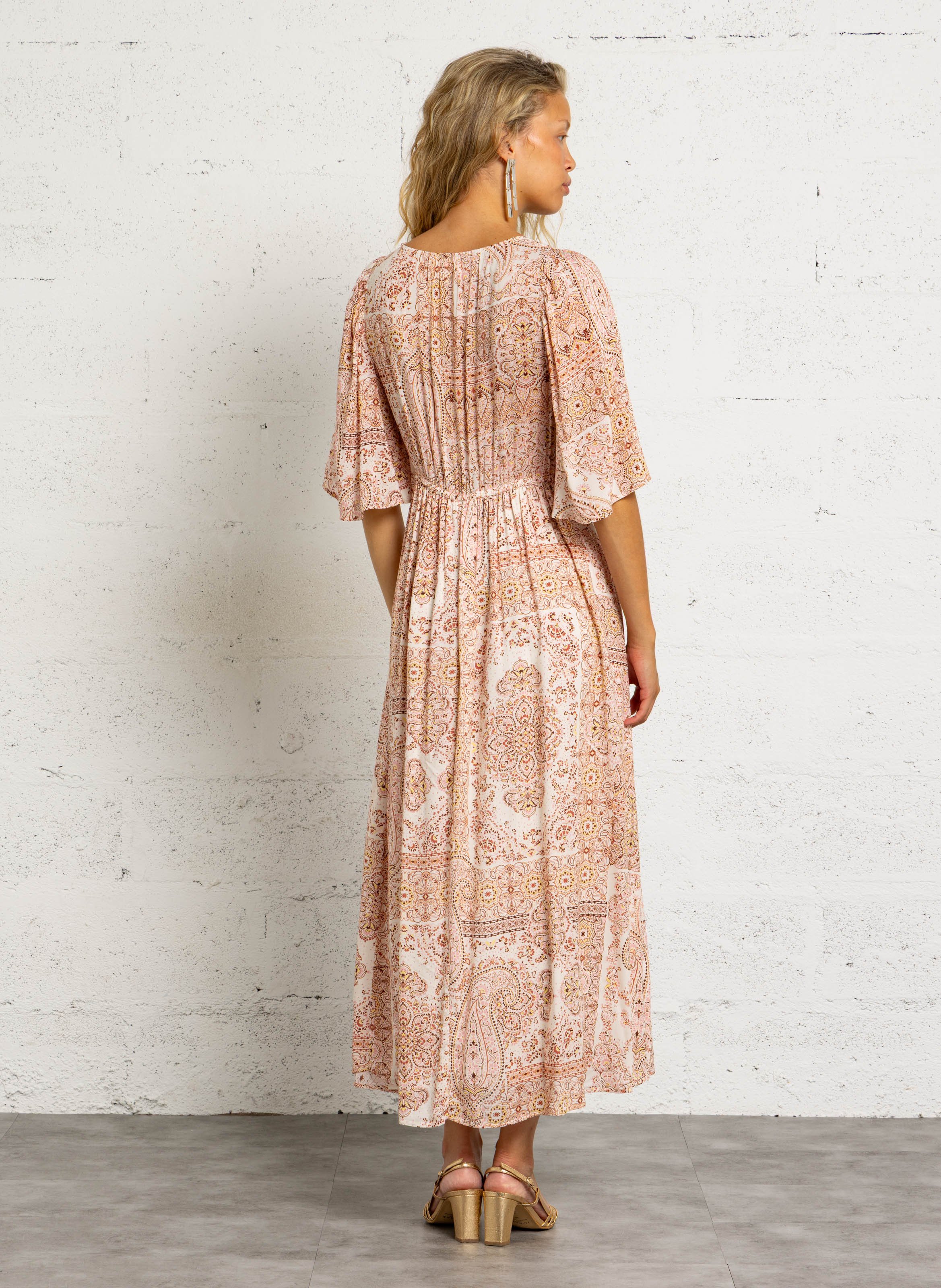 Robe longe col V  MAISON 123 Rose