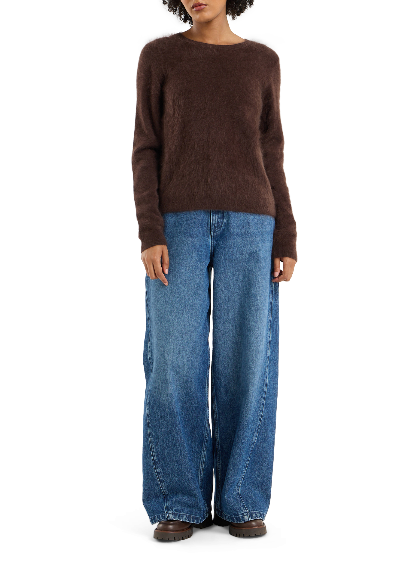 Brushed cashmere round neck sweater biria SAISON 1865 Brown
