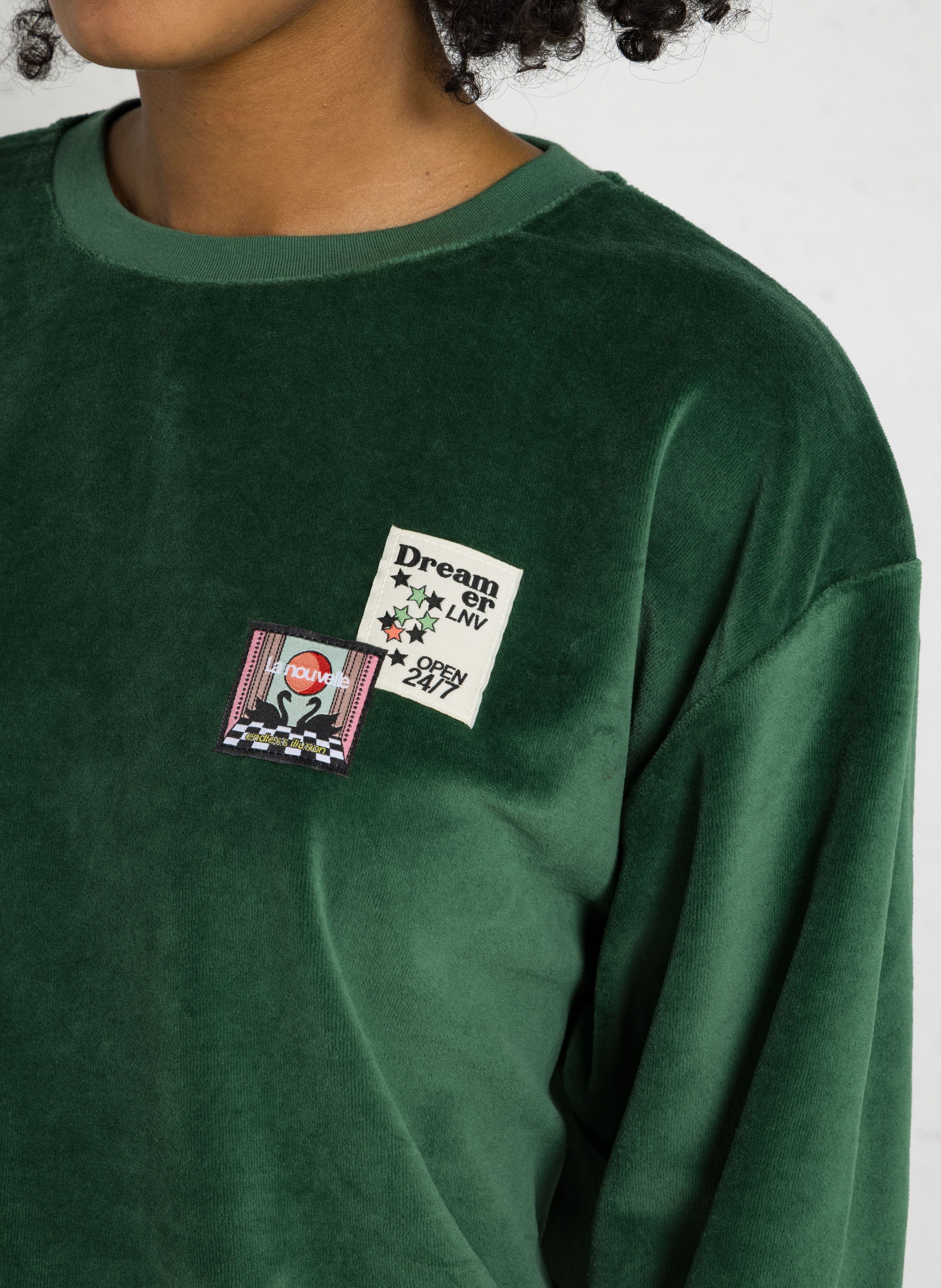 Rechte sweater van katoenen badstof LA NOUVELLE Groen