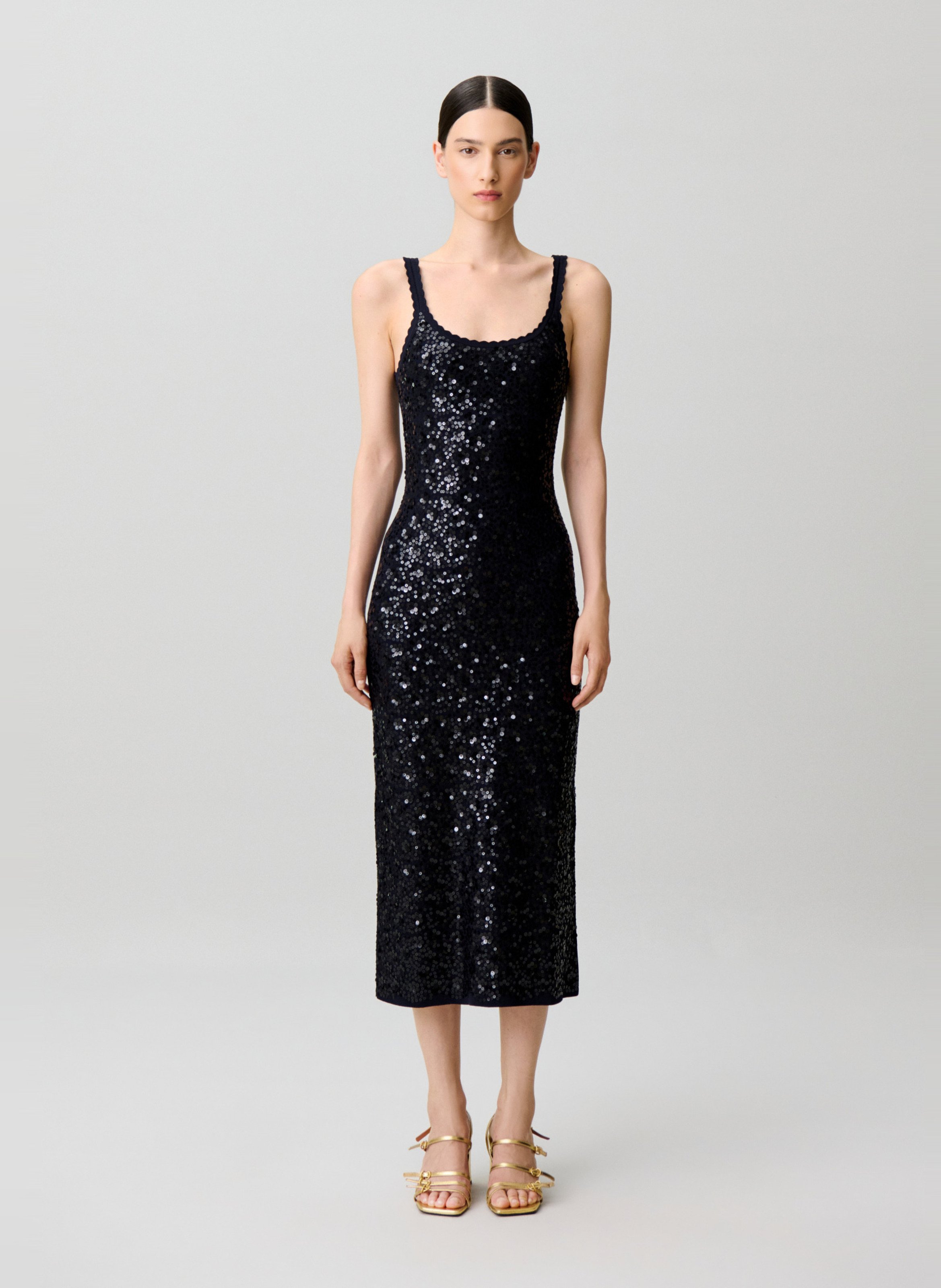 Robe longue moulante à sequins CLAUDIE PIERLOT Bleu