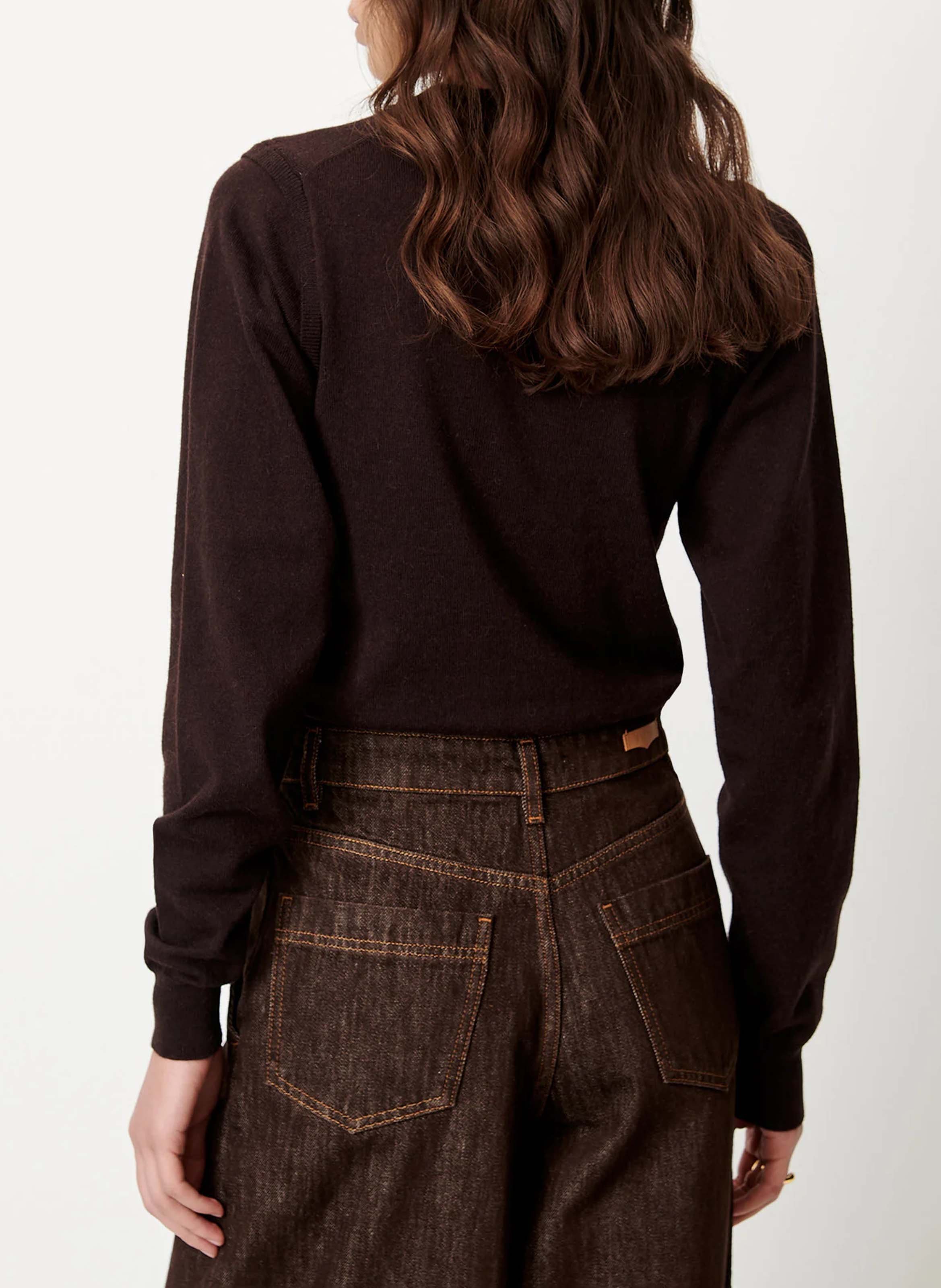 Straight-cut cotton-blend sweater with round neck SESSUN Brown