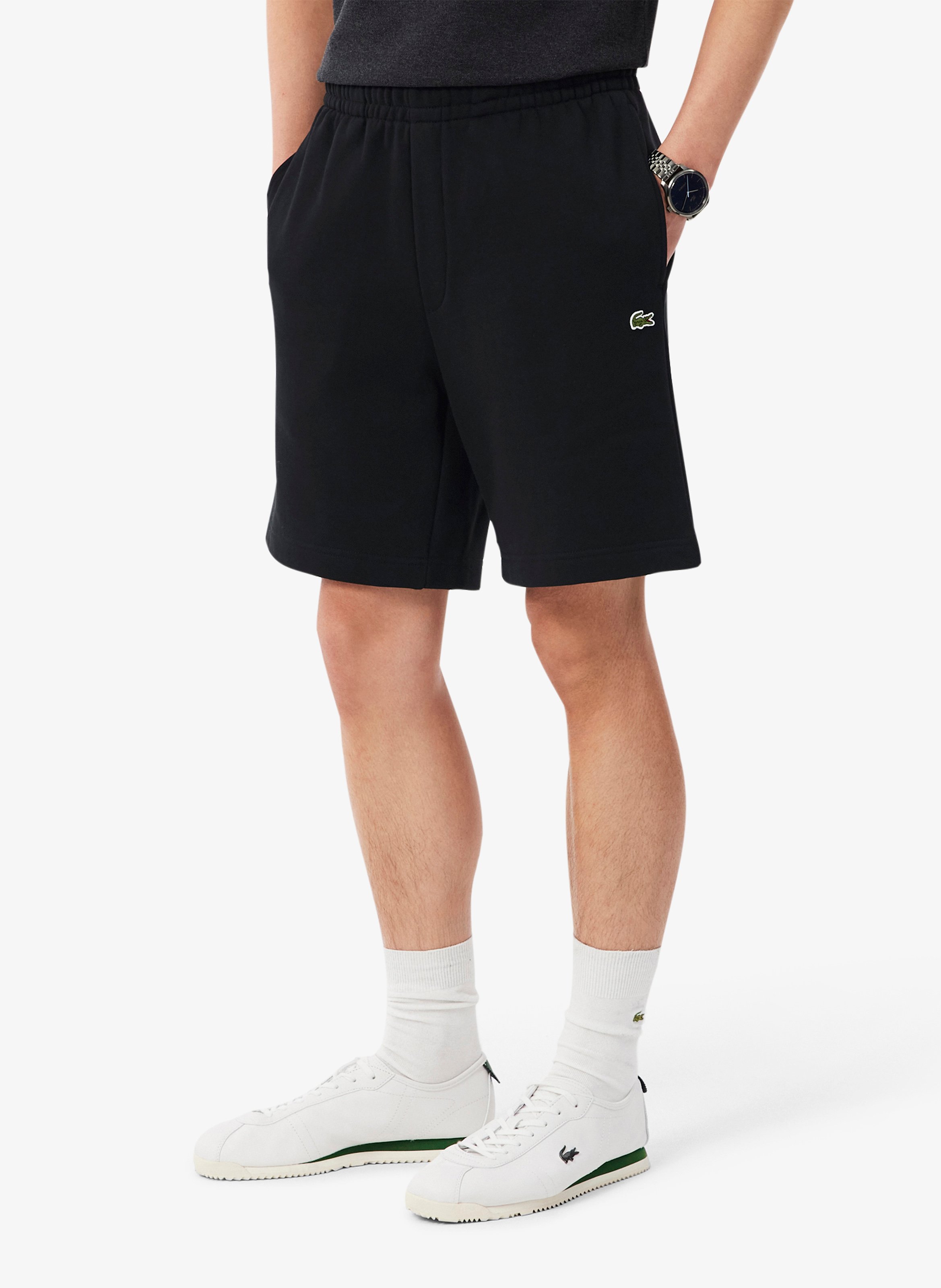 Short droit en coton mélangé LACOSTE Schwarz
