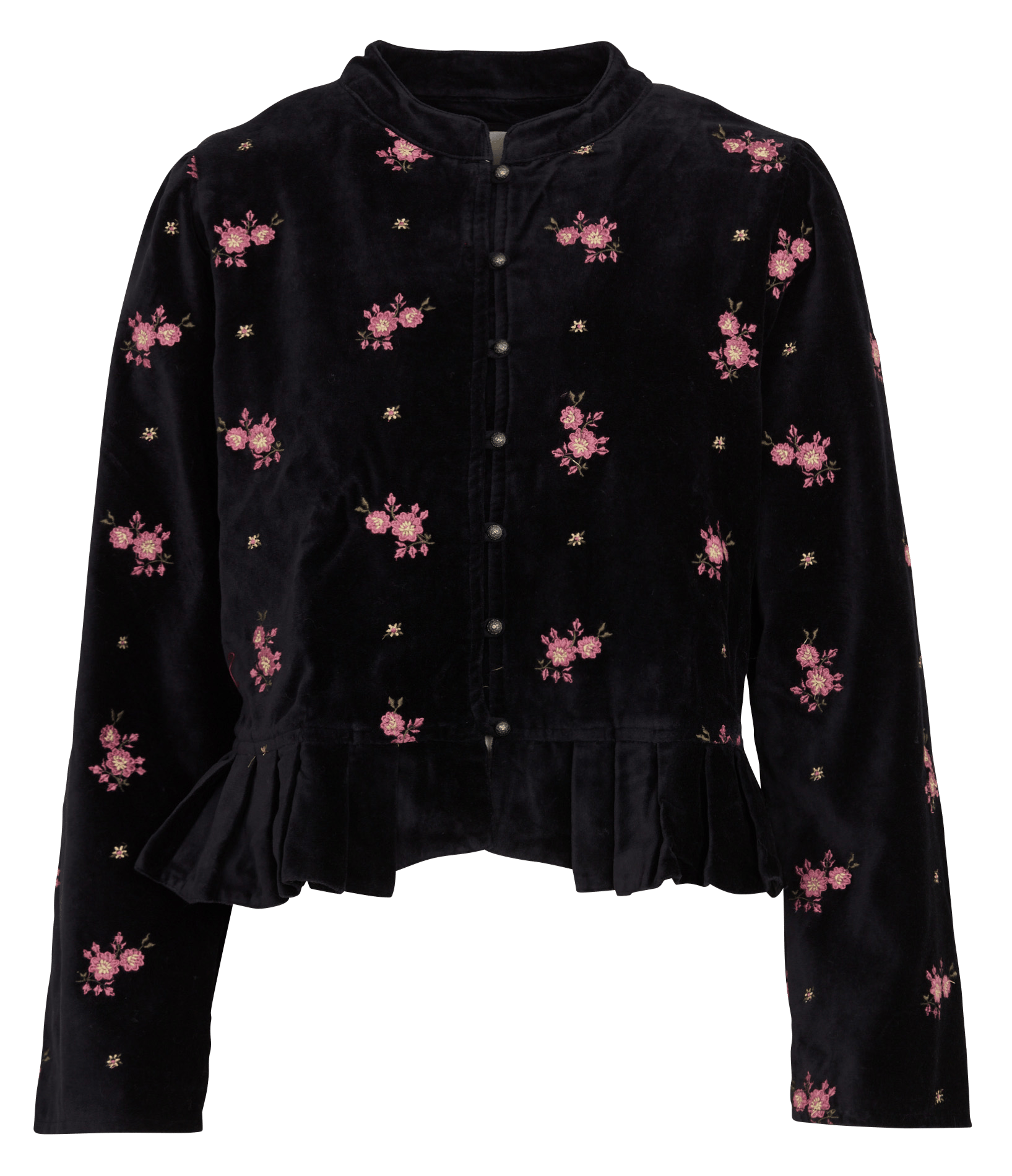 Straight embroidered cotton velvet jacket MAISON HOTEL Black