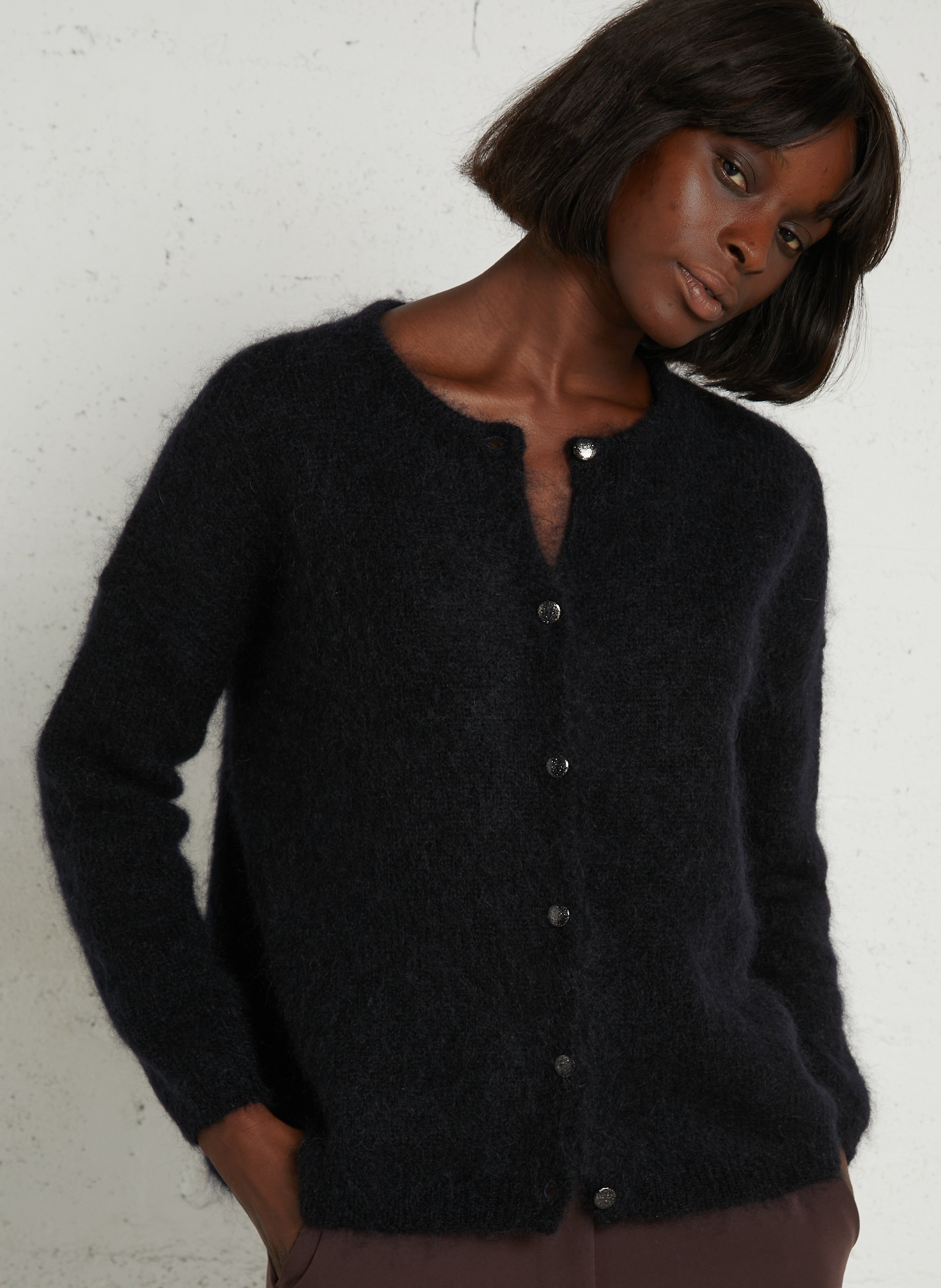 Weit geschnittene Strickjacke aus Mohairmix  DES PETITS HAUTS