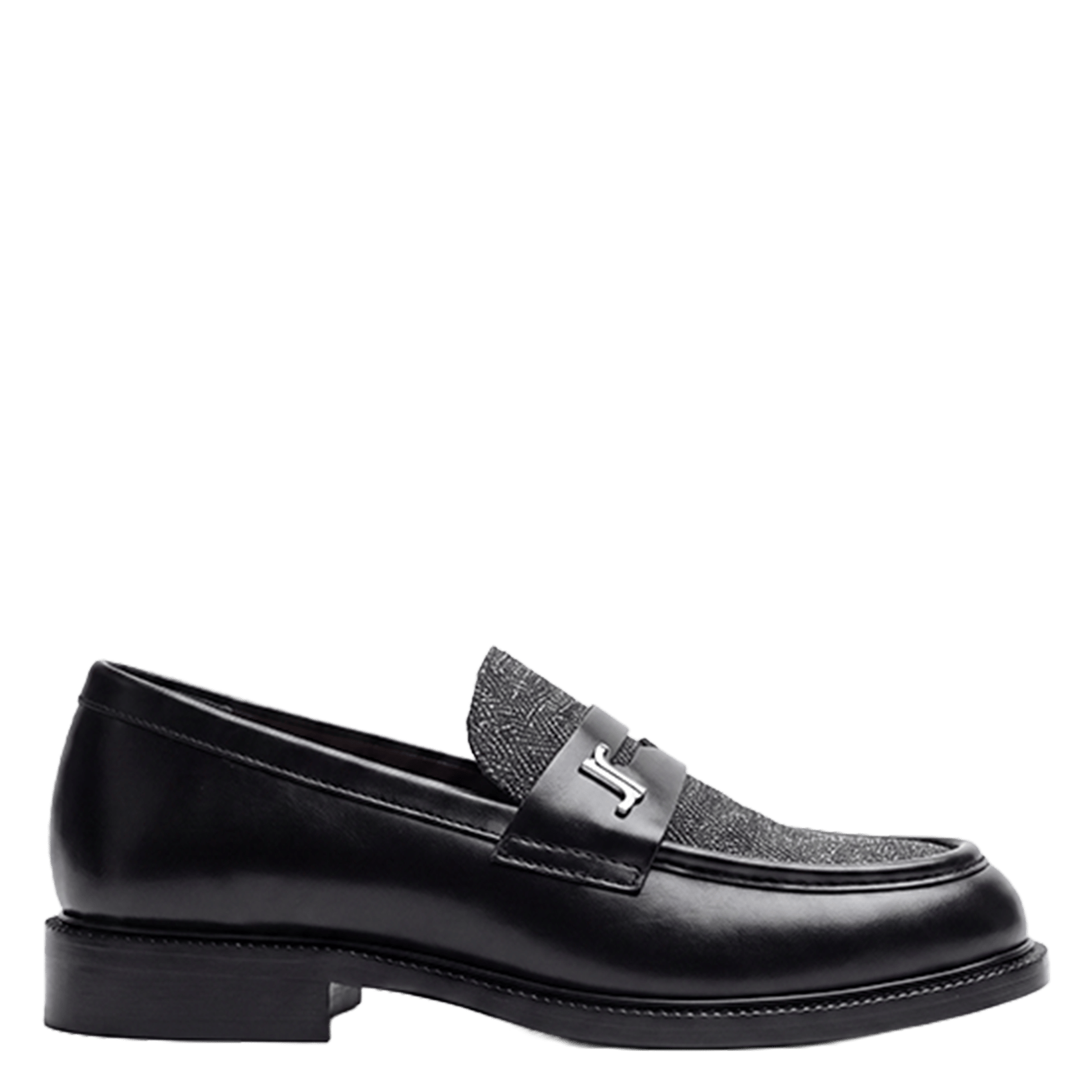 Leather loafers with herringbone detail JONAK Grey