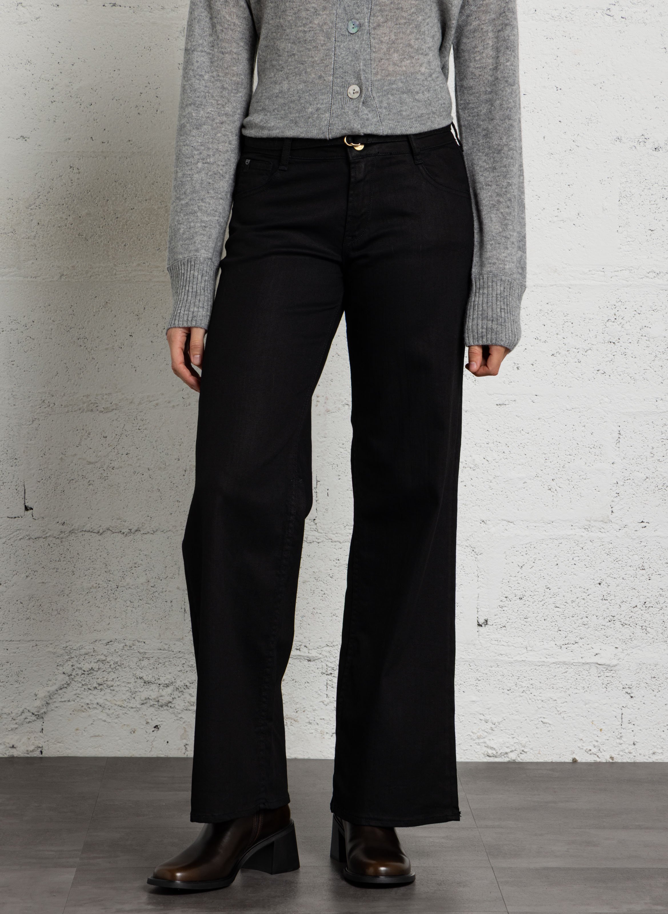Weite Jeans mit geradem Bein, Länge 34 LE TEMPS DES CERISES Schwarz