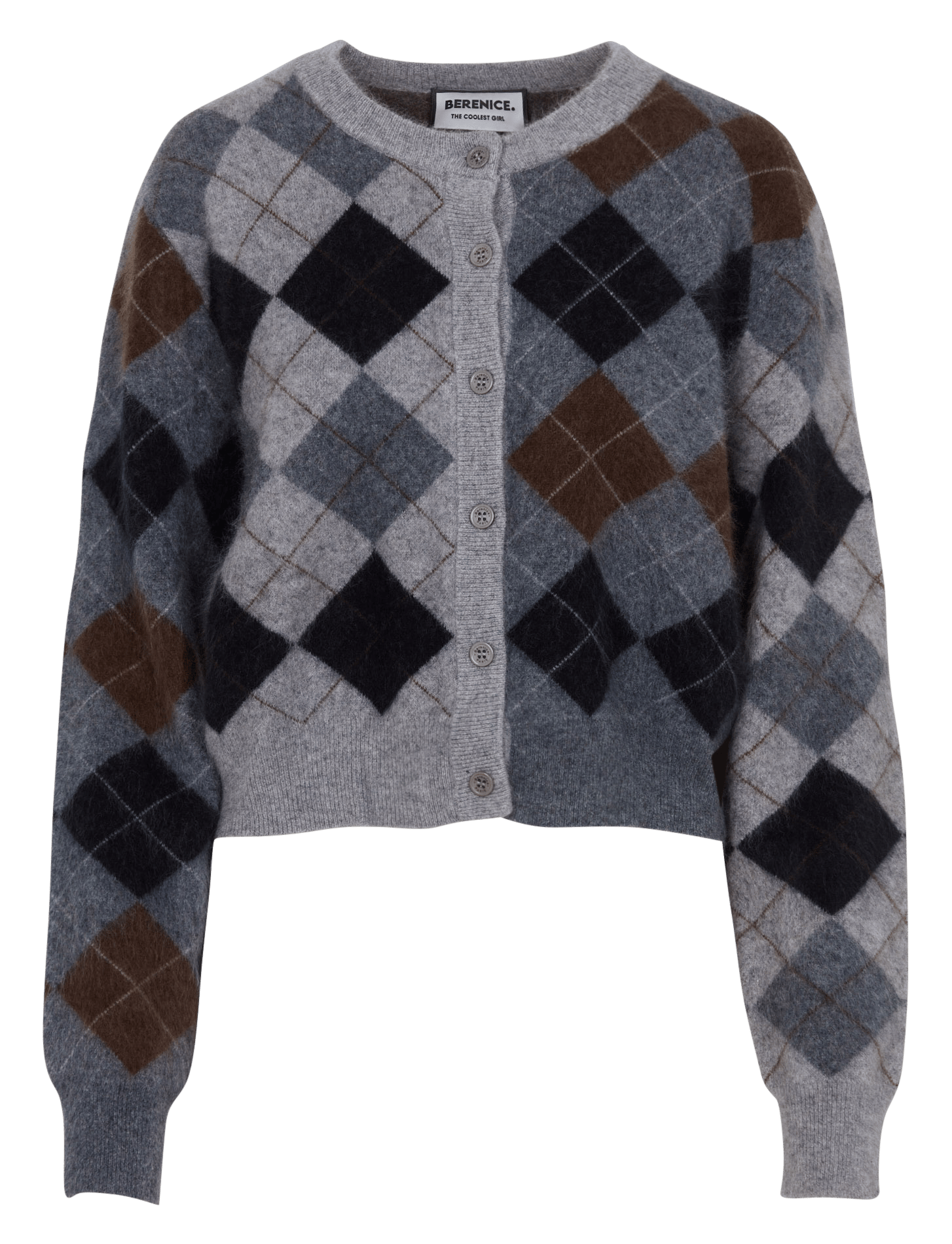 Straight-fit checked wool cardigan BERENICE