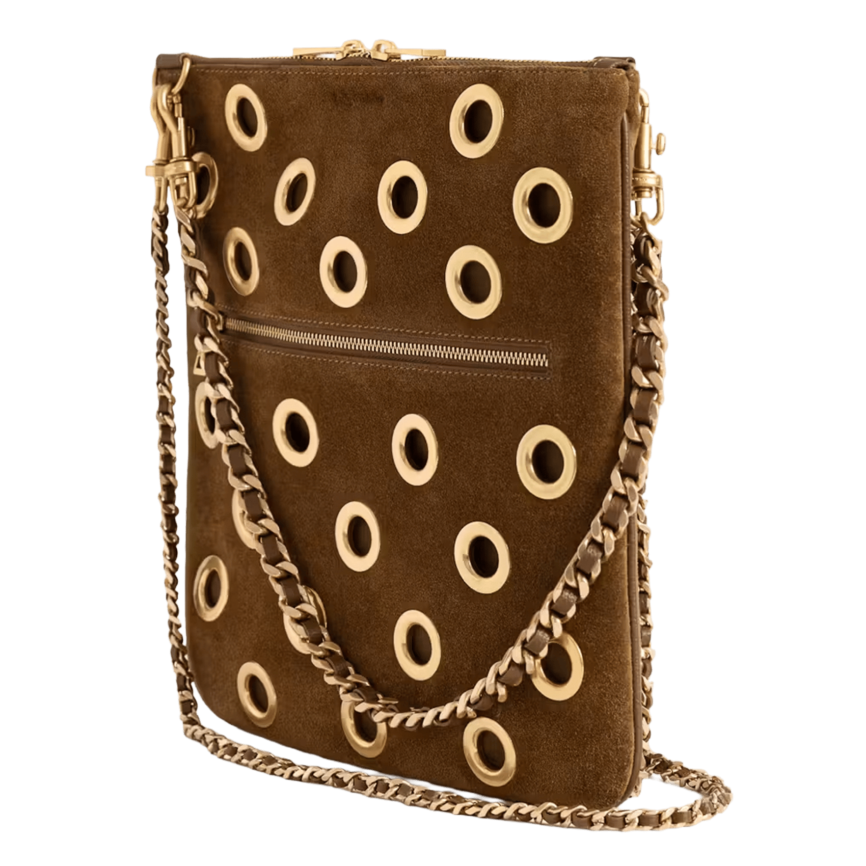 Clutch met oogjes van suèdeleer ZADIG&VOLTAIRE Bruin