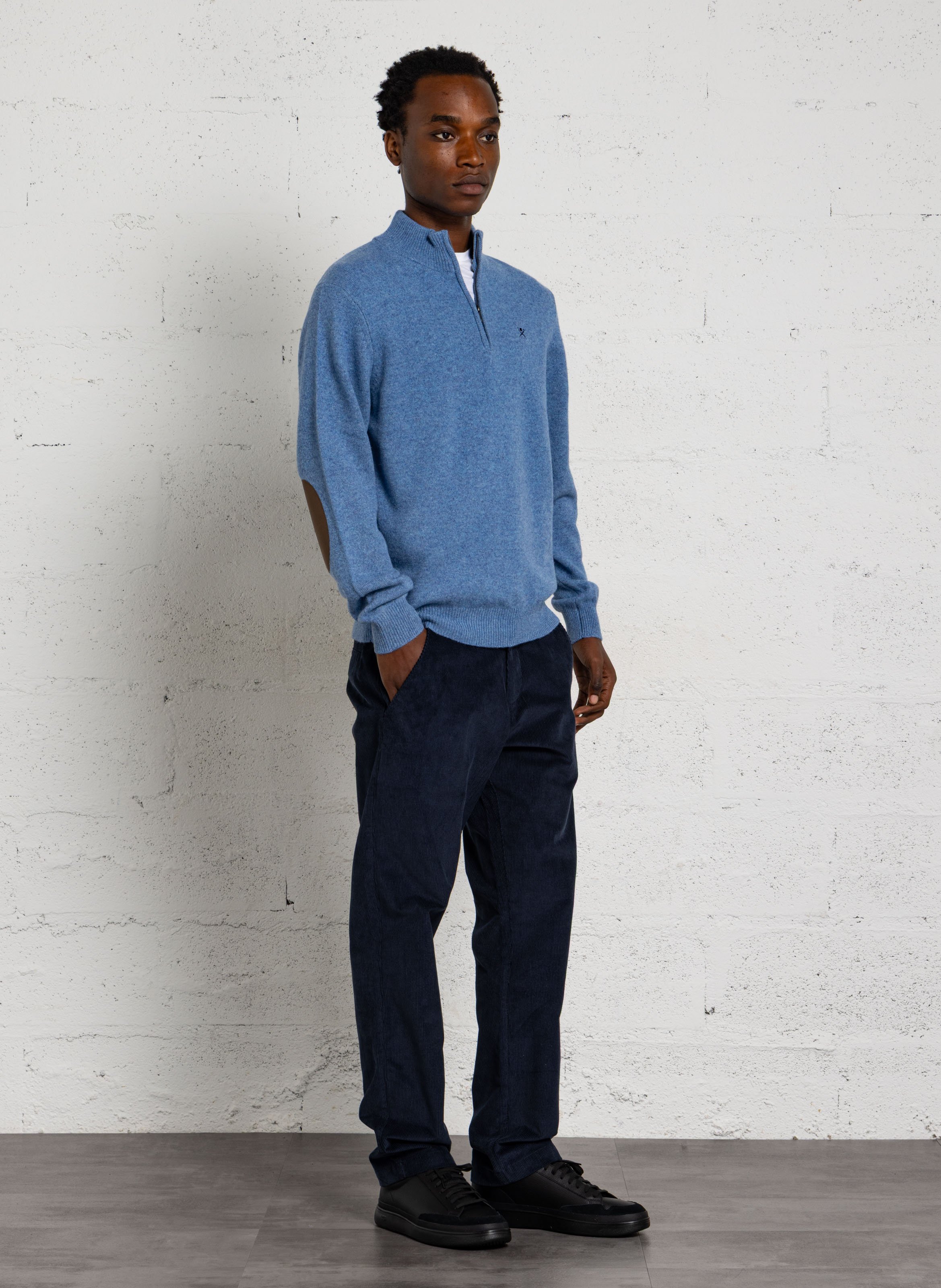 Pantalon droit en coton côtelé FARAH Bleu