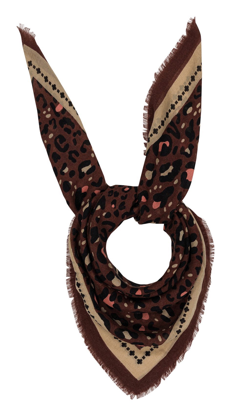 Haddock wool and silk printed scarf MAISON LECOMTE FLAMENT Brown