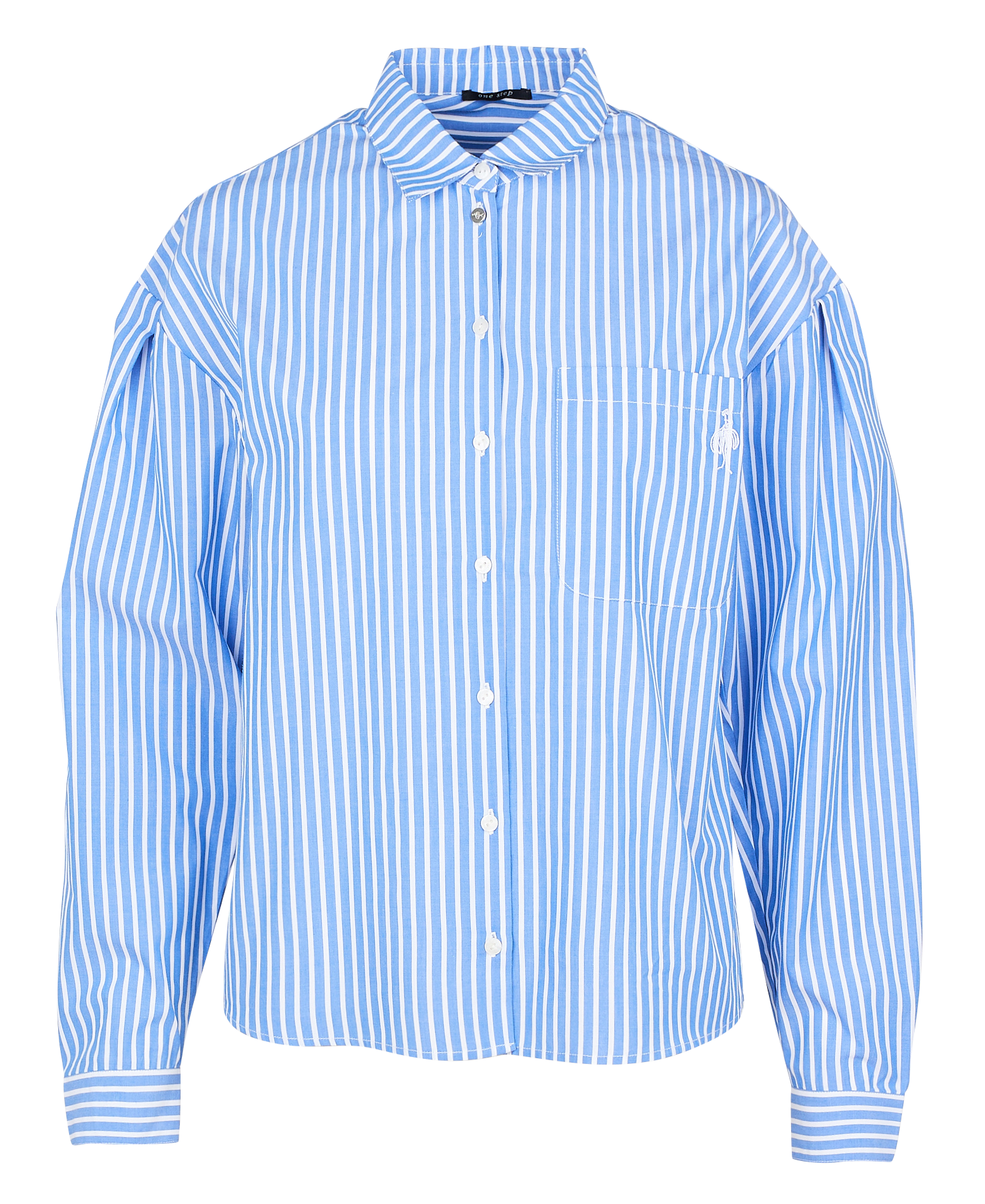 Striped cotton poplin shirt ONE STEP Blue