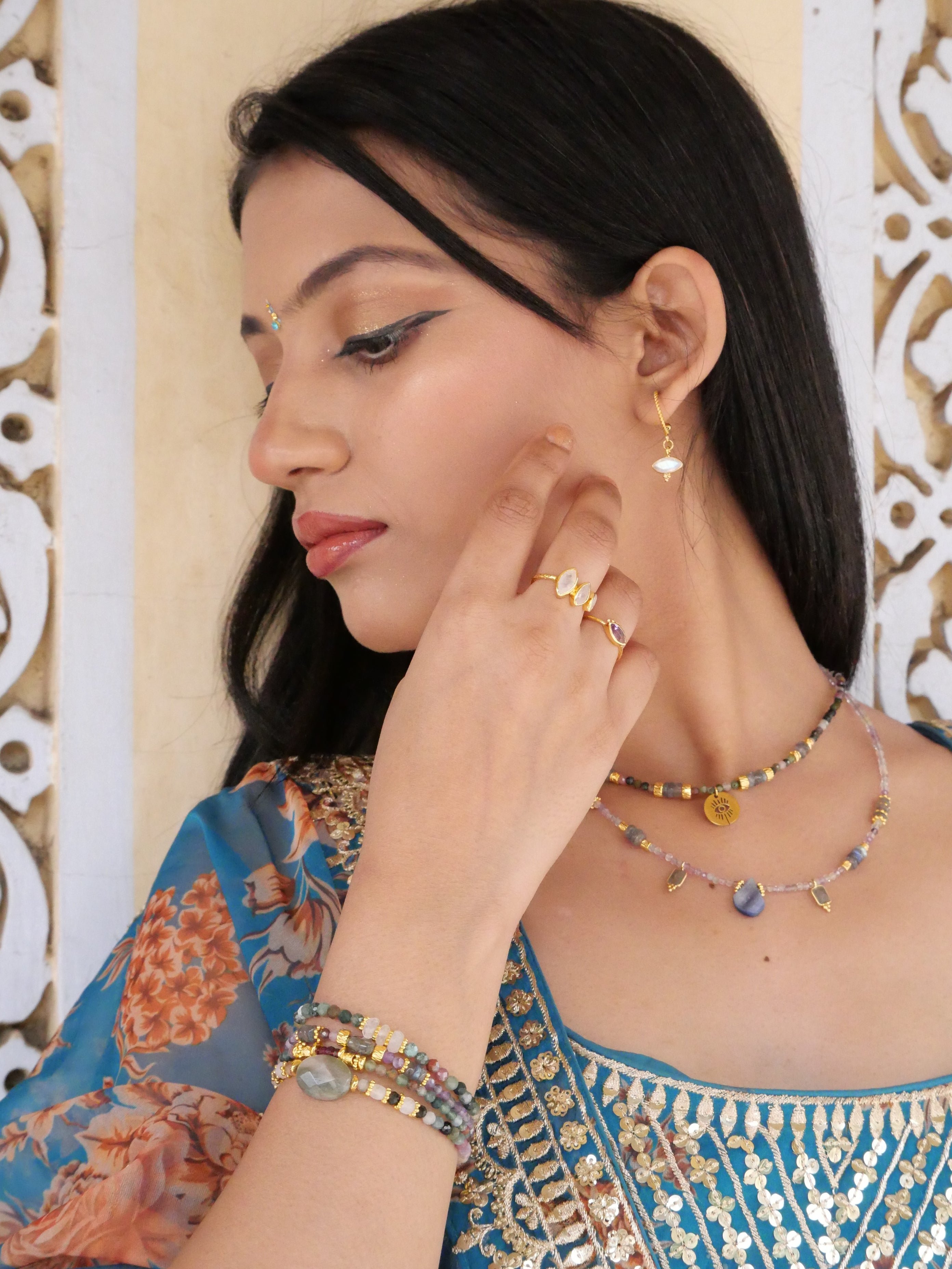 Moonstone ring GINANDGER Blue