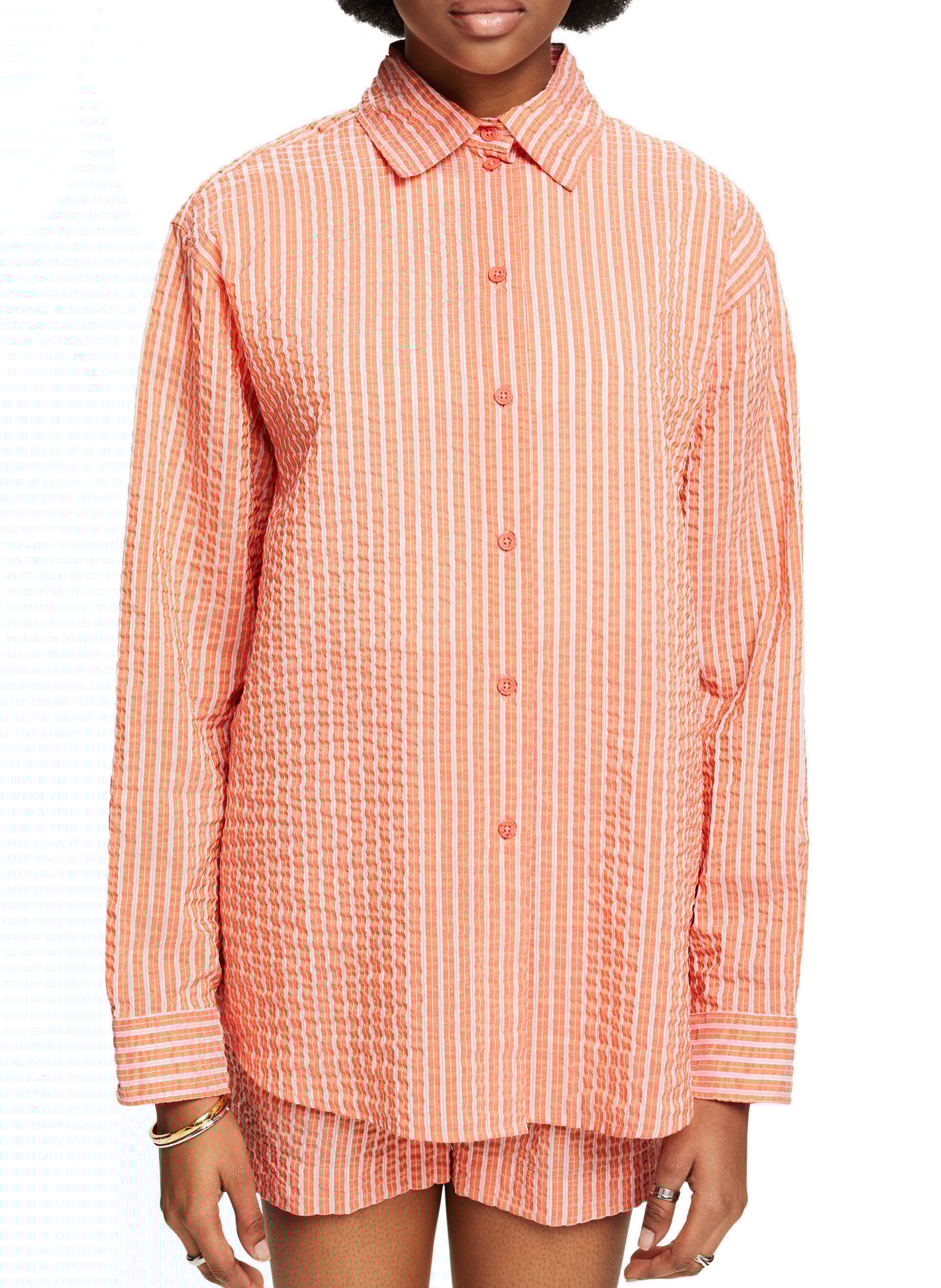 Chemise col classique rayée  ESPRIT Orange