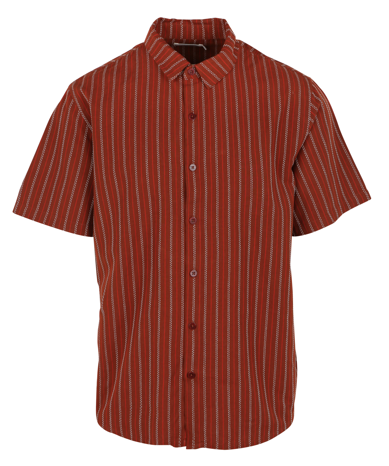 Striped organic cotton shirt with classic collar THINKING MU Brown
