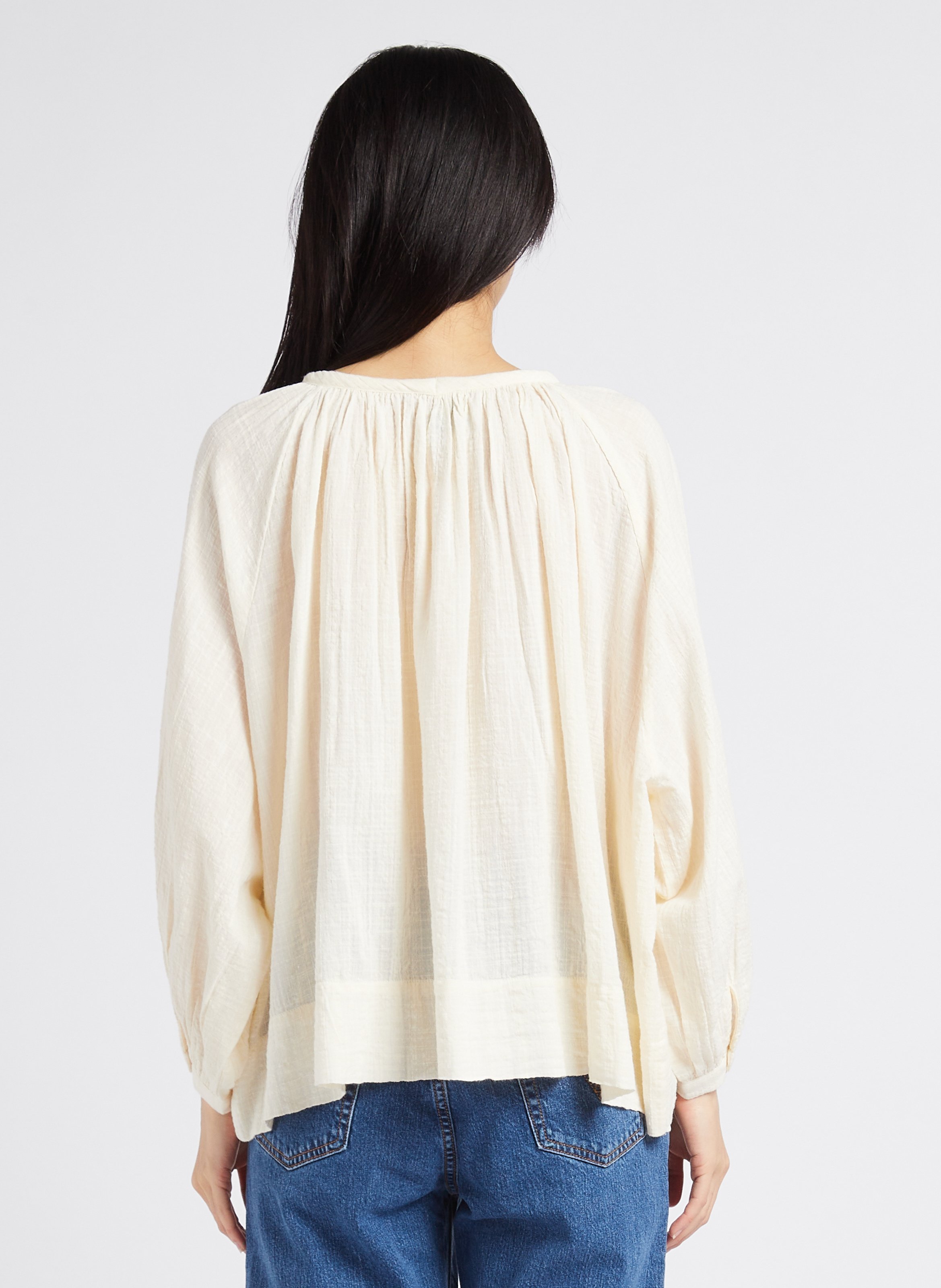 Loose-fit textured blouse SWILDENS White