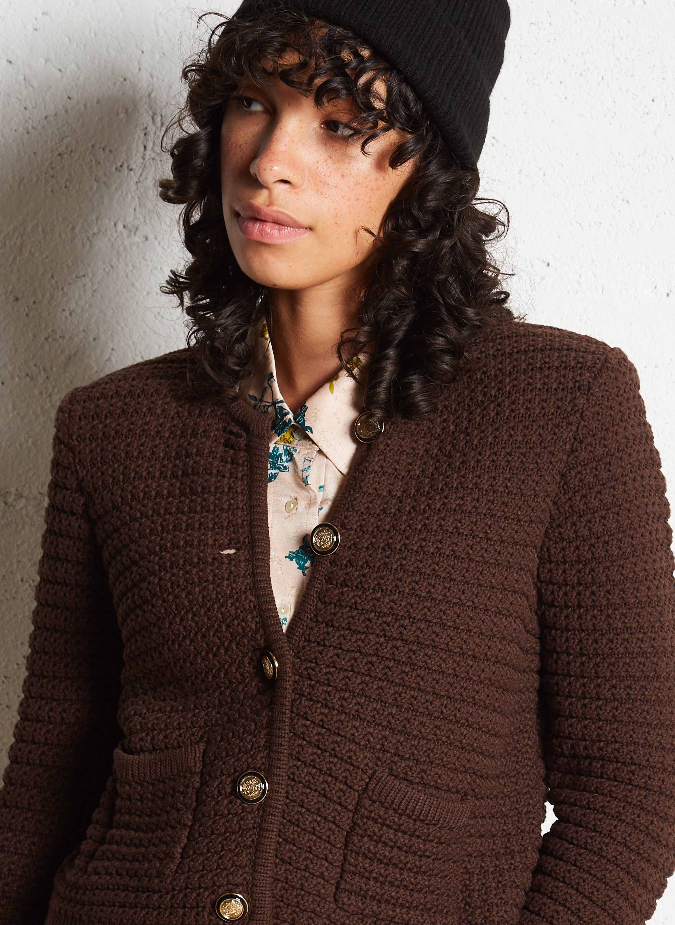 Gilet manches longues en coton mélangé BA&SH Marron