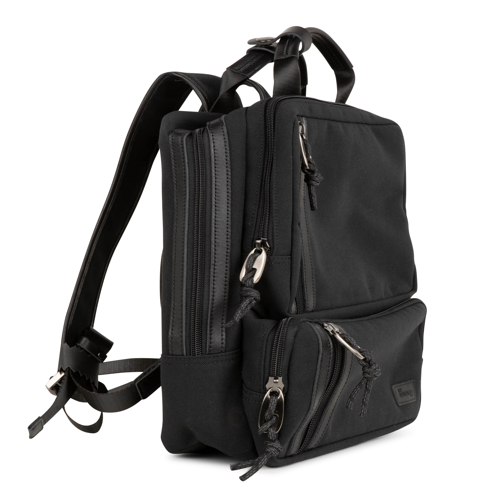 Multi-pocket leather blend backpack SIR EDWARD Black