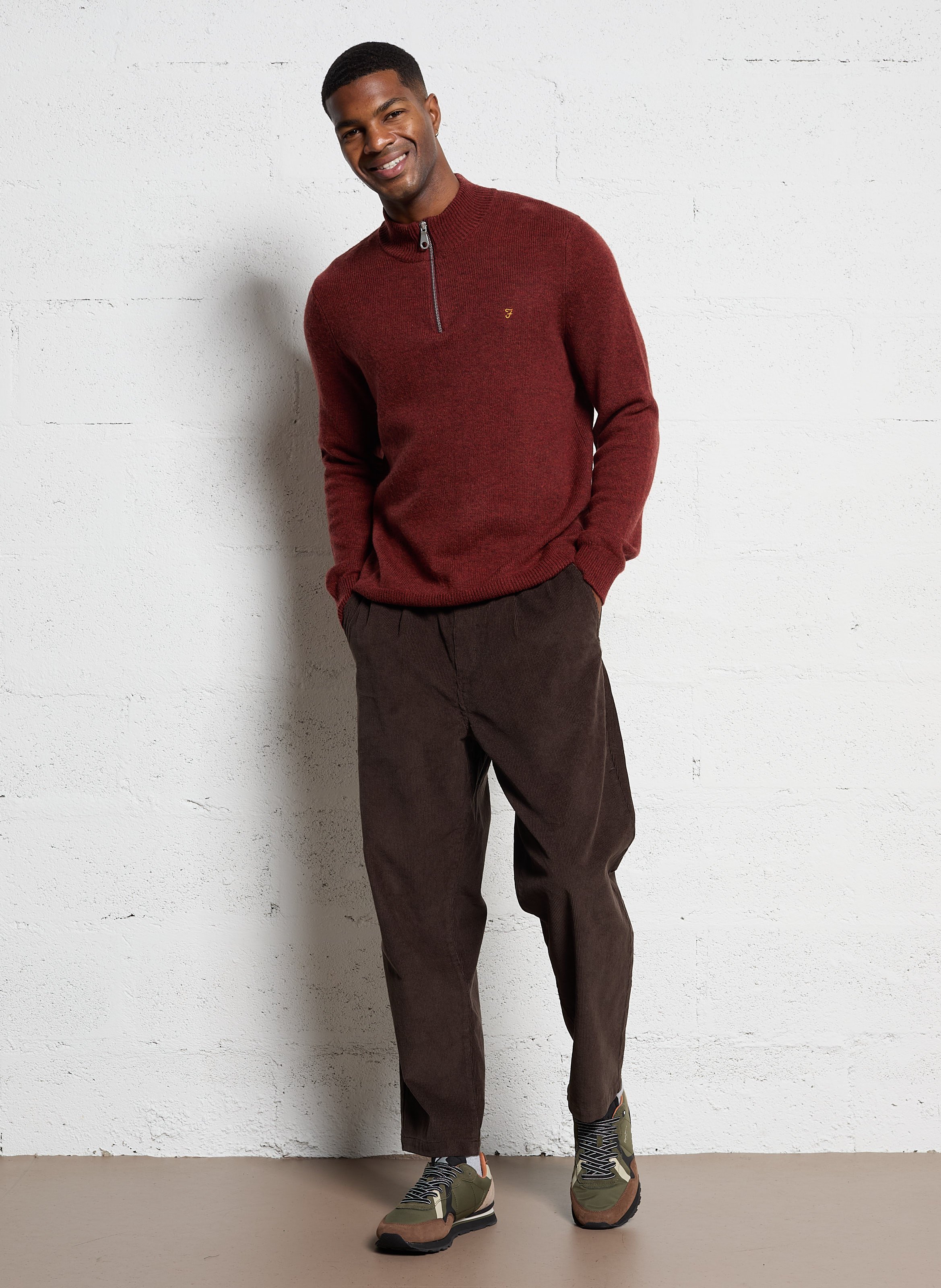 Slim-fit cotton cargo pants FARAH Brown