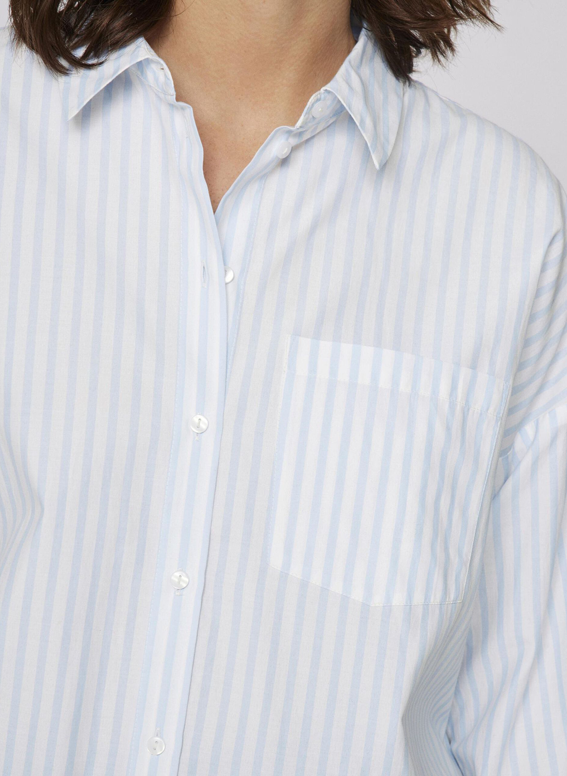 Striped cotton shirt with classic collar VILA Blue